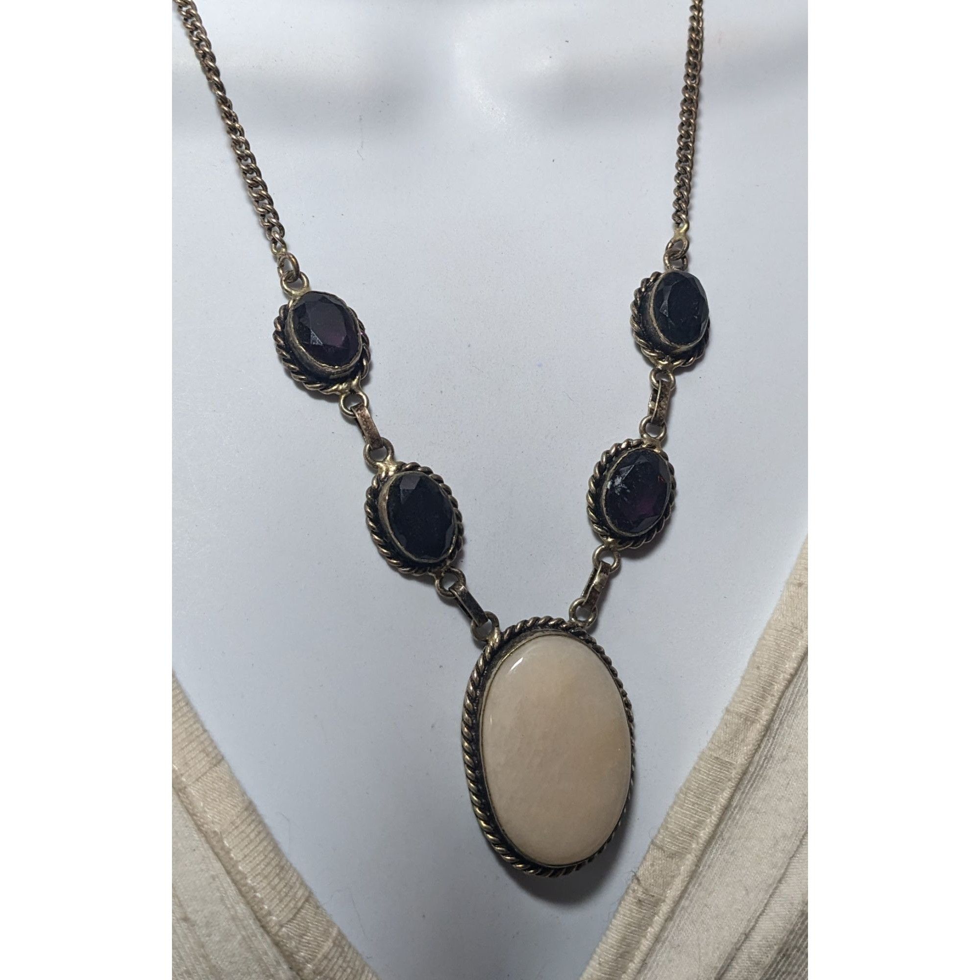 Other Vintage Sterling Silver Multi Gemstone Romantic Necklace Size ONE SIZE - 10 Thumbnail