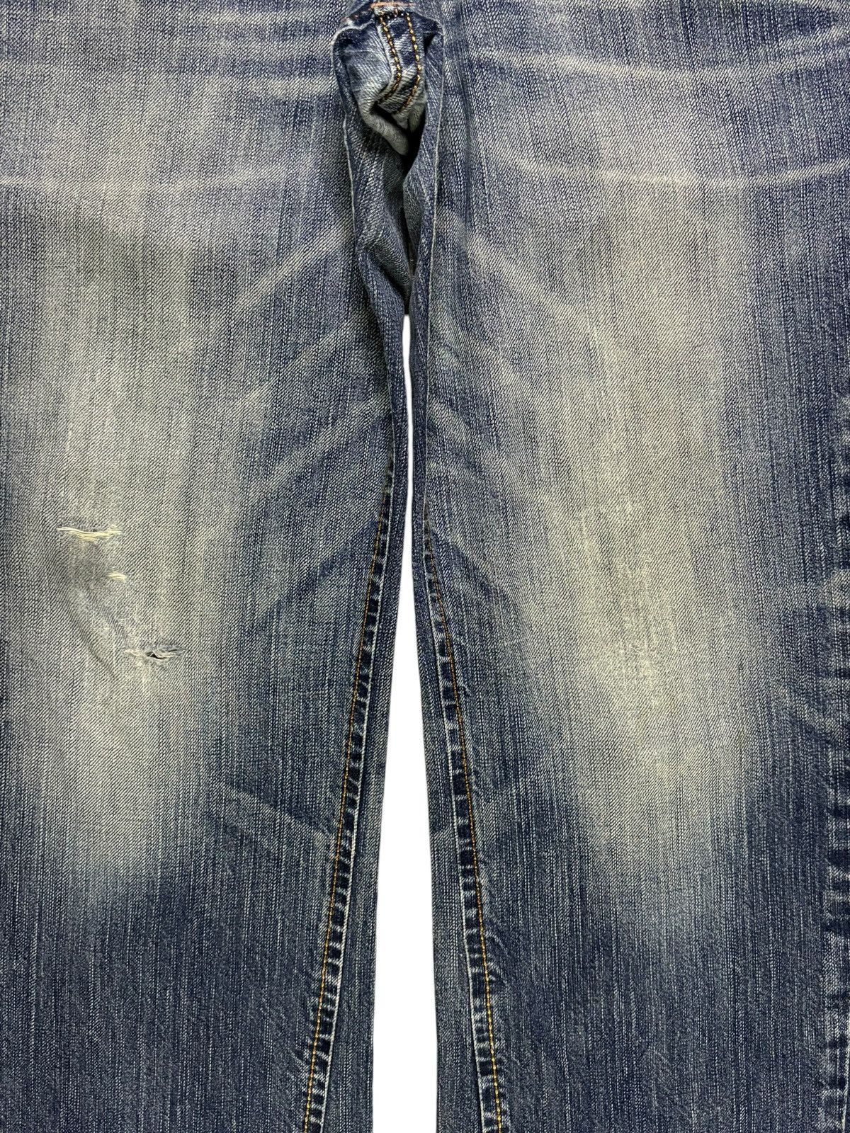 Edwin × Japanese Brand Vintage Edwin XV Mud Wash Distressed Ripped Flare Jean Size US 33 - 5 Thumbnail
