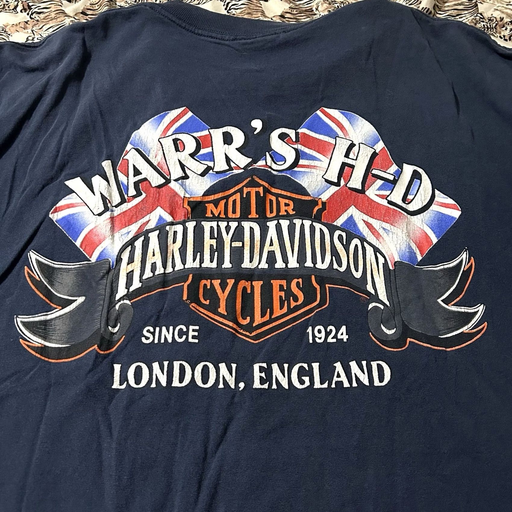 Harley Davidson VINTAGE Harley-Davidson Shirt 2XL Navy Biker Pocket 90s London Motorcycles Men Size US XXL / EU 58 / 5 - 2 Thumbnail