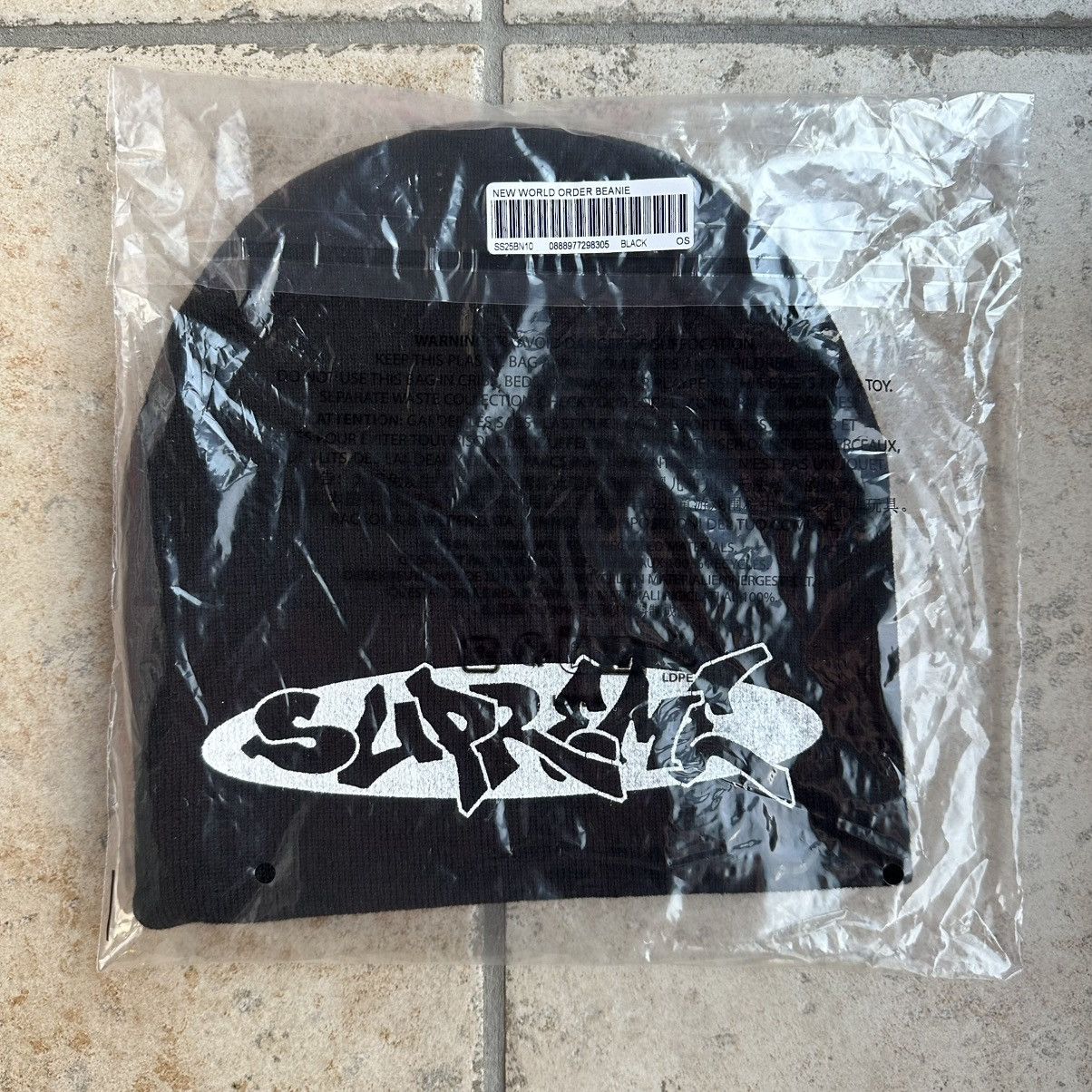 Supreme Supreme New World Order Beanie Black | Grailed