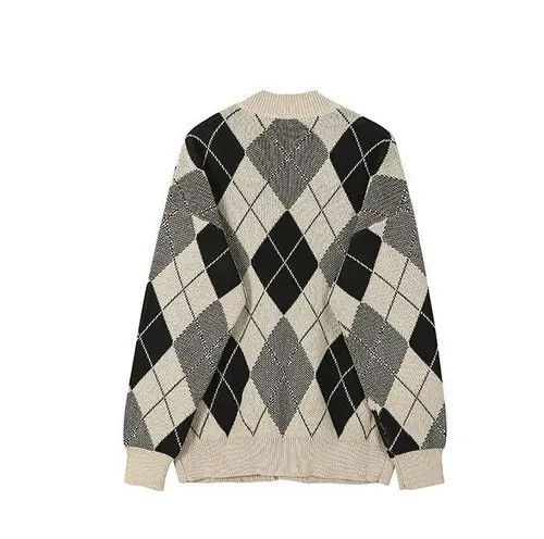 VIBE Argyle Graphic Knit Cardigan Sweater Size US XL / EU 56 / 4 - 8 Thumbnail