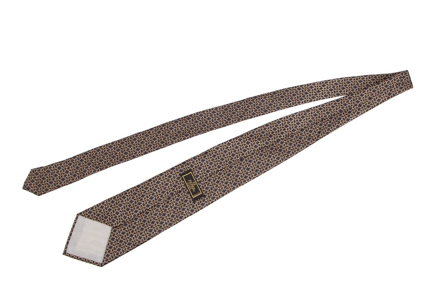 Fendi Geometric Pattern Silk Tie in Navy and Yellow Size ONE SIZE - 4 Thumbnail