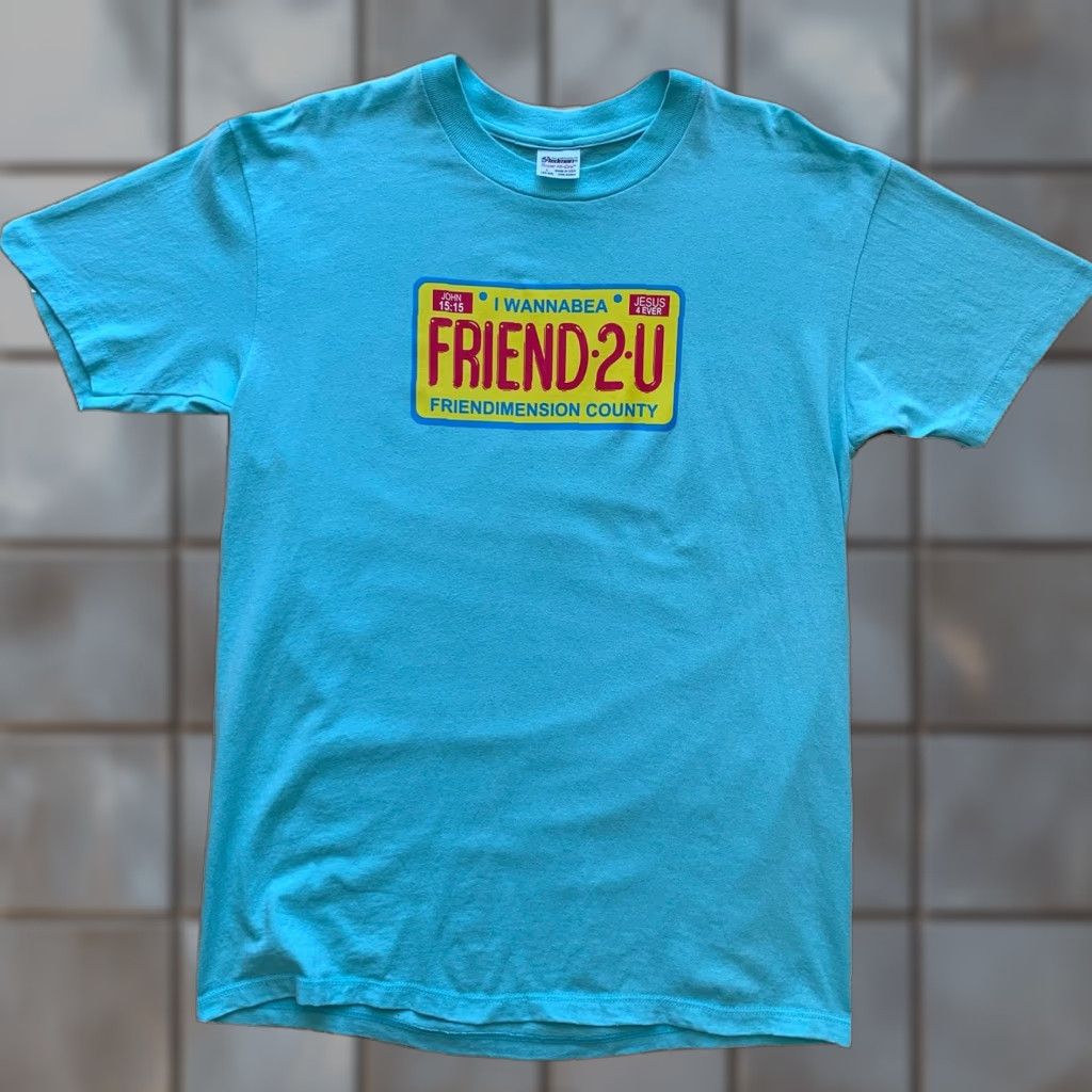 Vintage Vintage Jesus Shirt Large Blue 80s Christian Forever Music Friend 2 U Classic Mens T-Shirt XS? Size US L / EU 52-54 / 3 - 1 Thumbnail