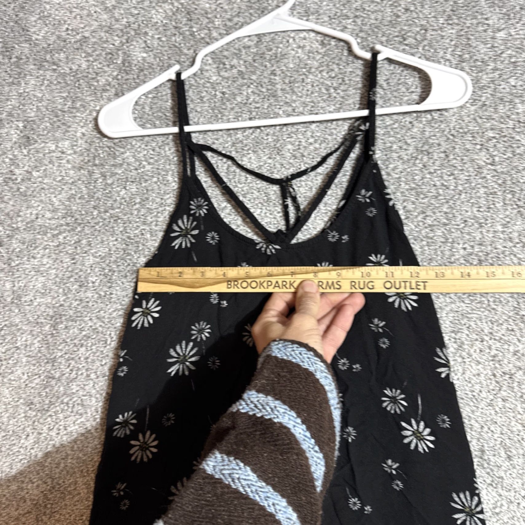 Vintage SO Daisy Print Slip Dress M Black Rayon Short Casual Women Regular Slip Dress Summer 90s Y2K Grunge Flower Cottagecore Festival Womens Size M / US 6-8 / IT 42-44 - 3 Thumbnail