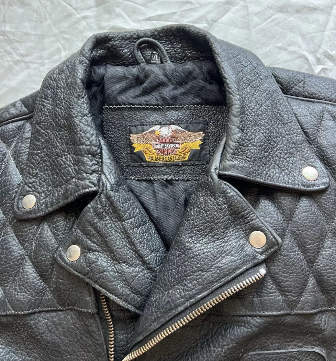Harley Davidson × Vintage Vintage Harley Davidson Biker Jacket Men’s XL Leather Moto Size US XL / EU 56 / 4 - 3 Thumbnail