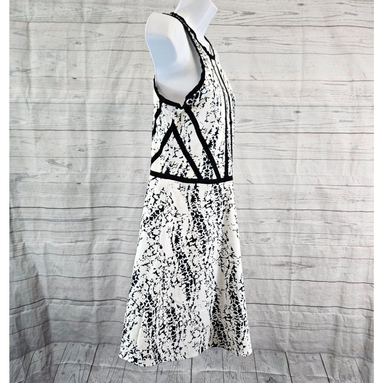 Parker Parker Womens Printed Dress Sz Large Black White Sleeveless Cotton Blend - Multicolor Colorful Fit & Flare Short Dress Womens L Size L / US 10 / IT 46 - 3 Thumbnail