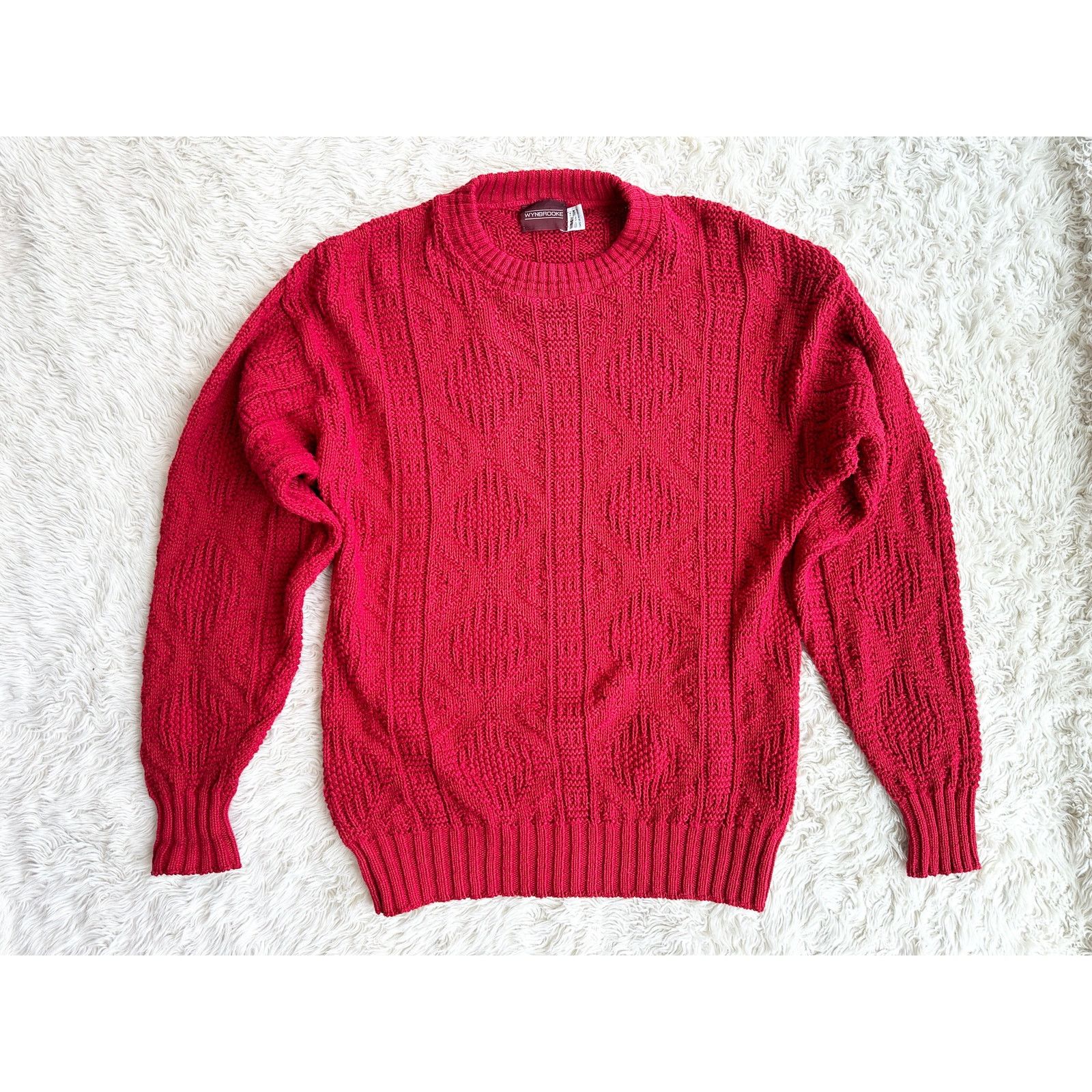 Vintage 80’s Red Cotton Cable Knit Sweater size Medium Size US M / EU 48-50 / 2 - 1 Thumbnail