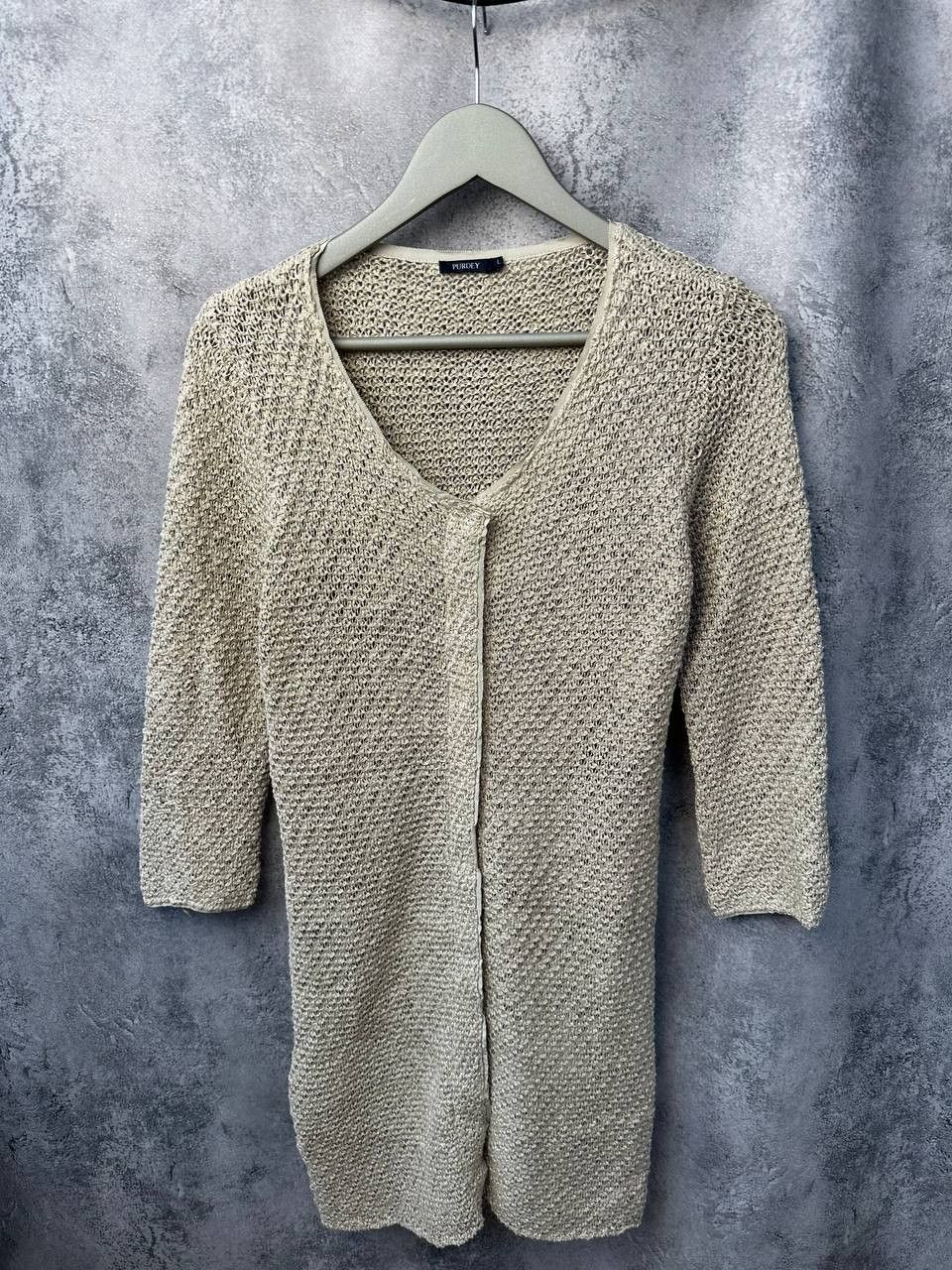 Purdey Purdey Long Cardigan Knit Crochet Mesh Size L / US 10 / IT 46 - 2 Thumbnail