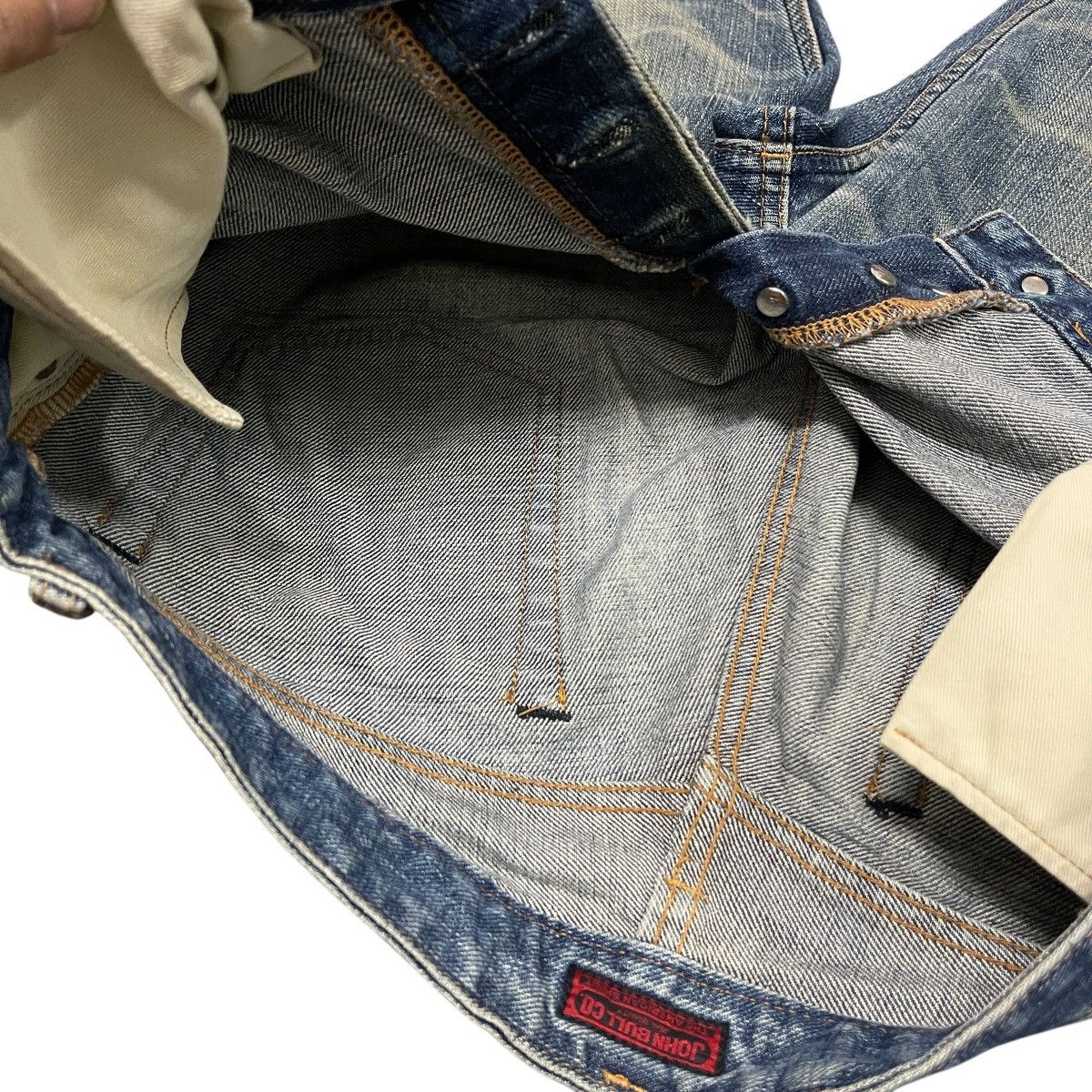 Johnbull Vtg Distressed Faded Straight Selvedge Jeans Made in Japan Size US 32 / EU 48 - 15 Thumbnail