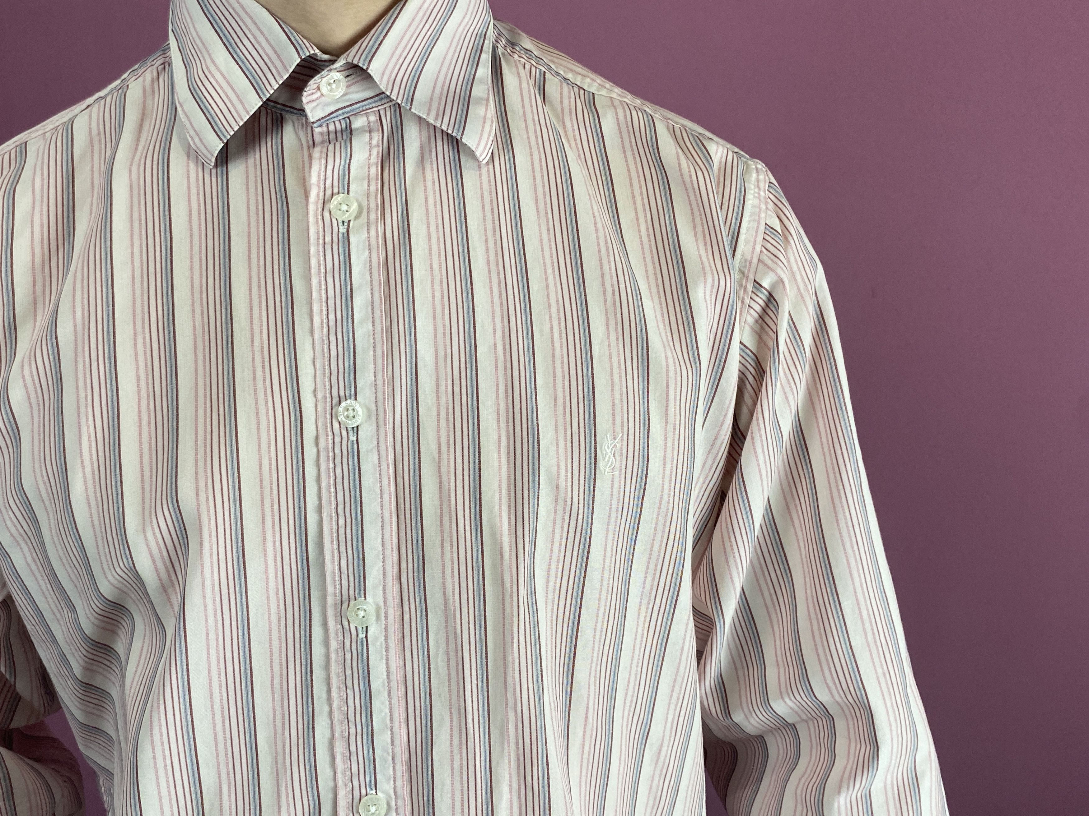 Vintage × Yves Saint Laurent Yves Saint Laurent Vintage Men's Striped Shirt - M Size US M / EU 48-50 / 2 - 5 Thumbnail