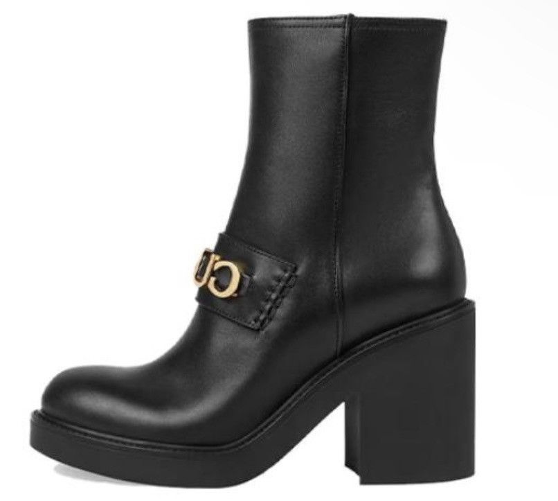 Gucci Gucci Logo Flores Calf Leather Heeled Ankle Boots Size US 6 / IT 36 - 2 Thumbnail