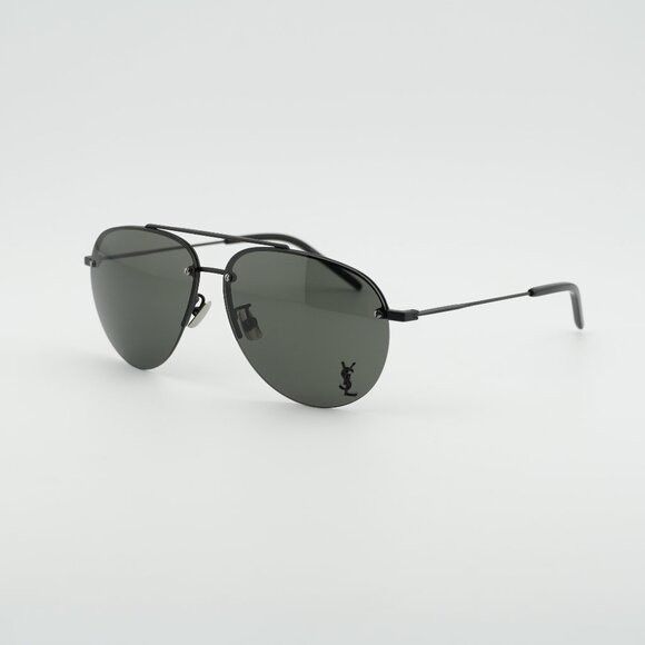 Saint Laurent Paris Saint Laurent CLASSIC 11F 005 Sunglasses Shiny Black Aviator Size ONE SIZE - 1 Thumbnail