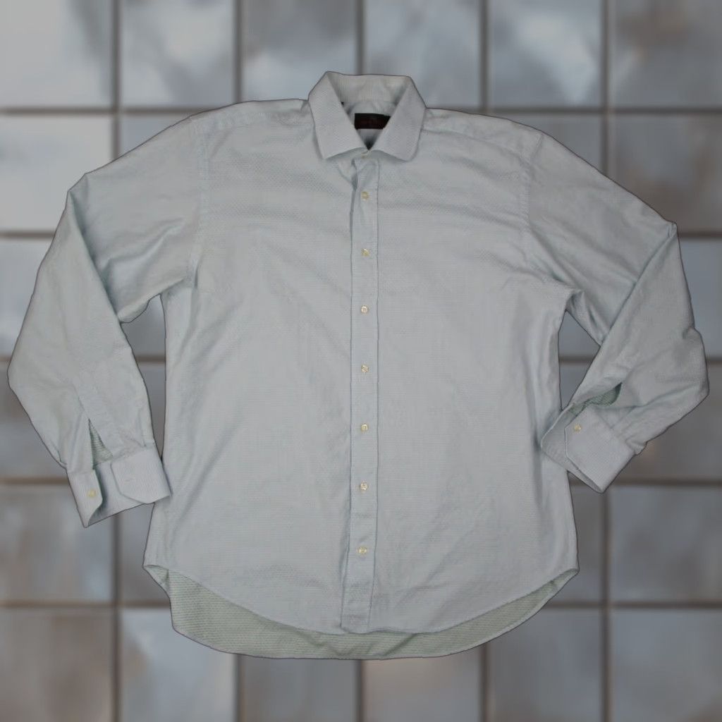 Etro ETRO Shirt Mens 44 Blue Button Up Long Sleeve Casual Textured Made in Italy Size US XXL / EU 58 / 5 - 1 Thumbnail