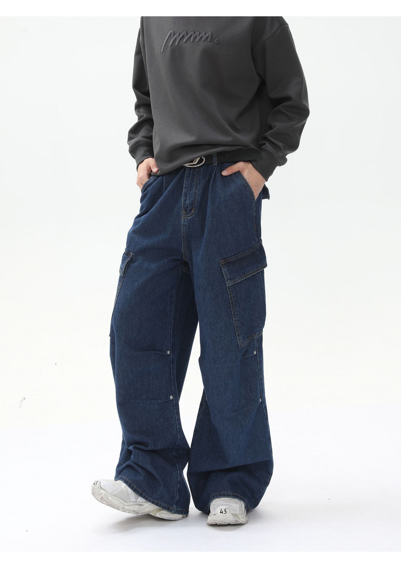 Jean High street heavy-duty stitching multi-pocket work jeans Size US 32 / EU 48 - 2 Thumbnail