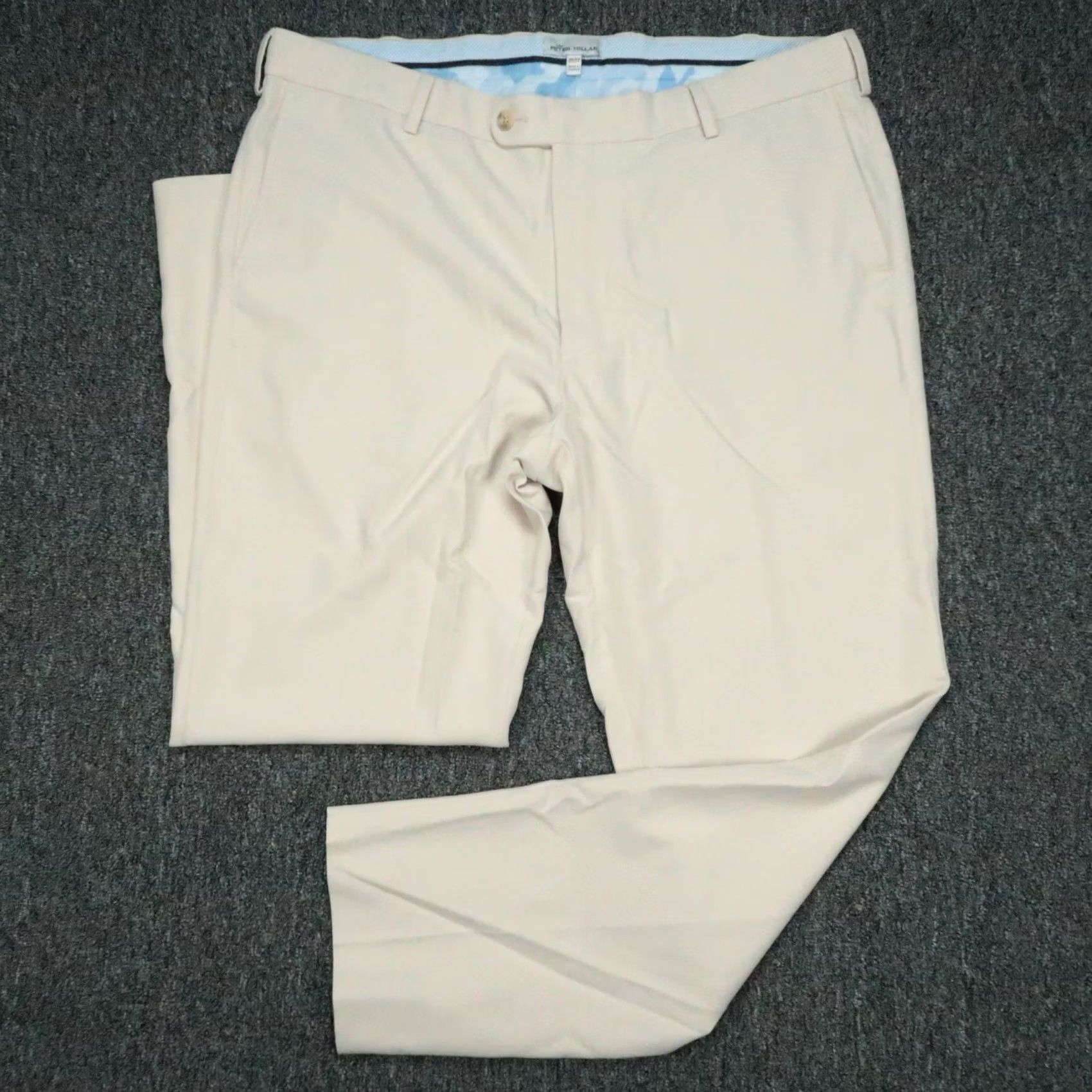 Peter Millar Peter Millar Pants Mens 38x32 Khaki Tan Durham High Drape Performance Trouser Chino Straight 32 In Inseam Regular Pockets Beige Size US 38 / EU 54 - 2 Thumbnail