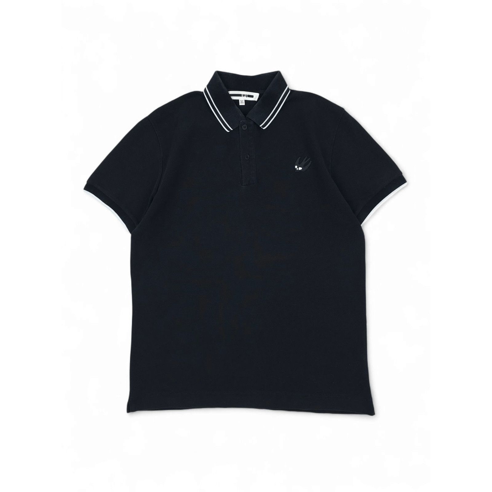 Alexander McQueen 💎 MCQ Black Classic Regular Small Logo Polo Shirt T-shirt Size US M / EU 48-50 / 2 - 3 Thumbnail