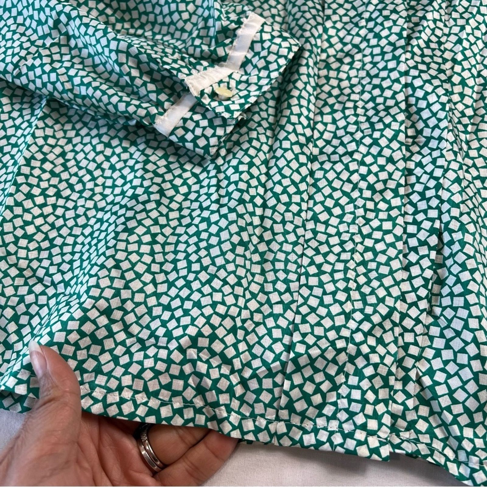 Other Nicola 80s Womens L 14 Green Button Up Long-Sleeve Vintage Size L / US 10 / IT 46 - 2 Thumbnail