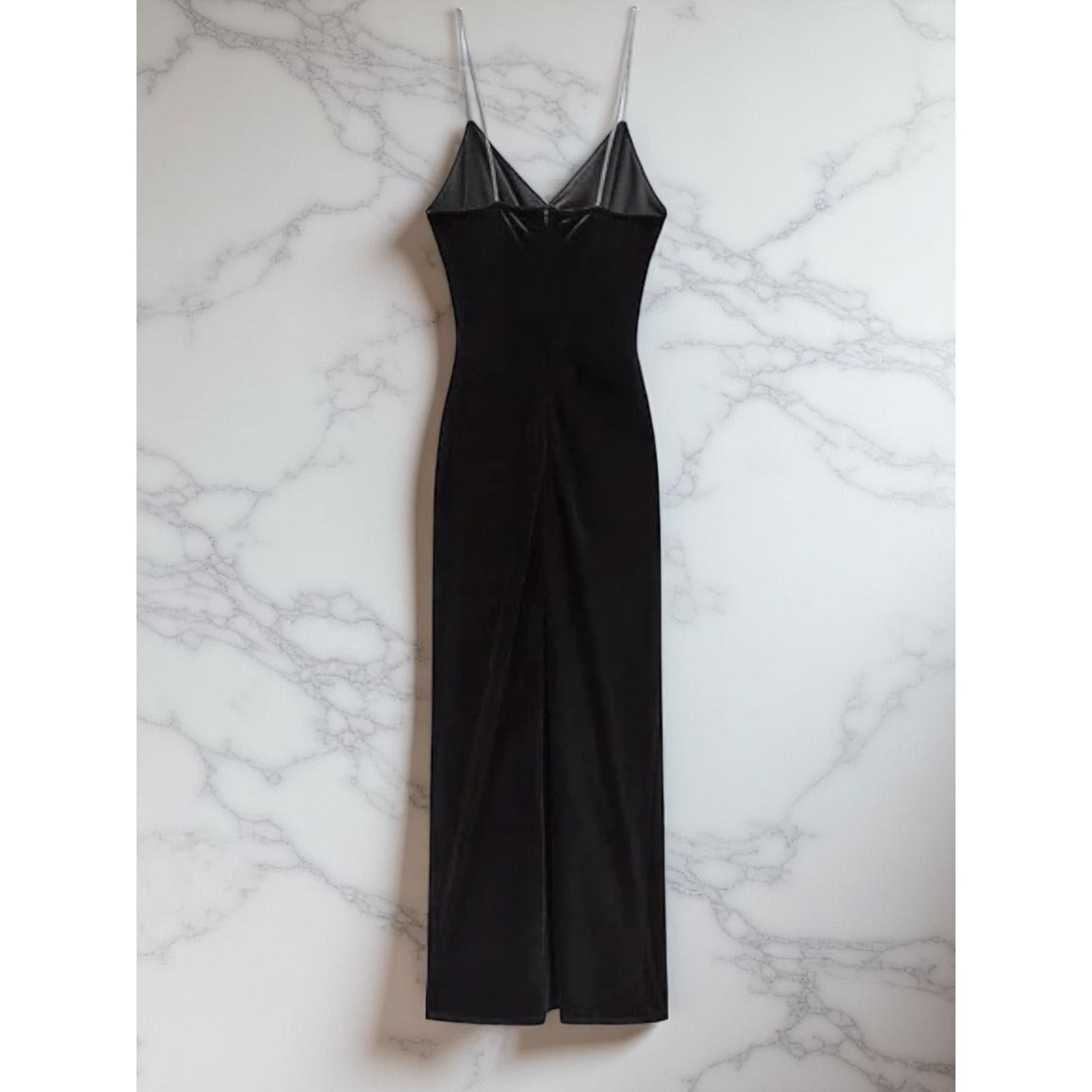 Zara Zara Festive Days Black Velvet Rhinestone Strap Dress - S Size S / US 4 / IT 40 - 6 Thumbnail
