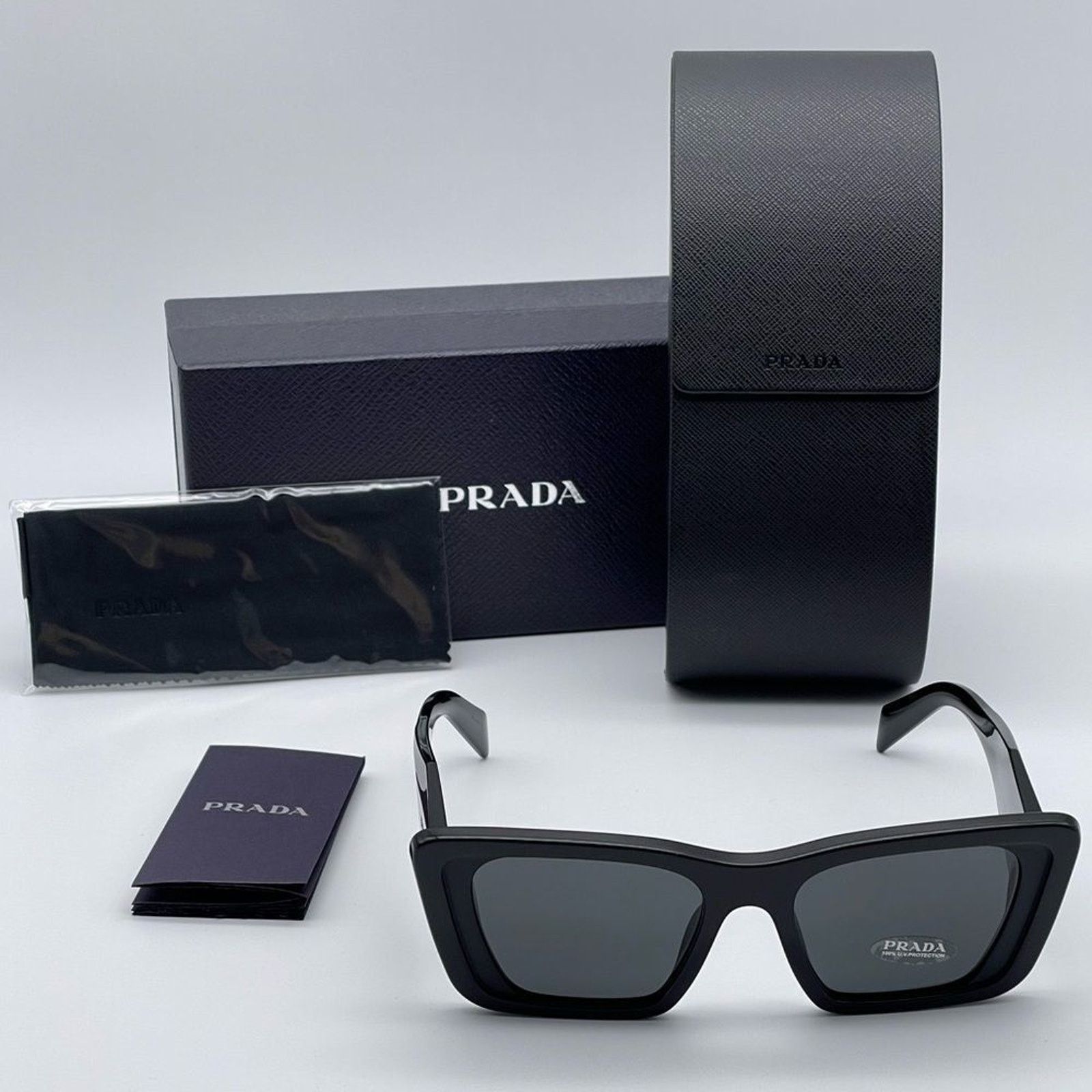 Prada NEW PRADA PR08YS 1AB5S0 Black Dark Grey Unisex Sunglasses Size ONE SIZE - 12 Thumbnail