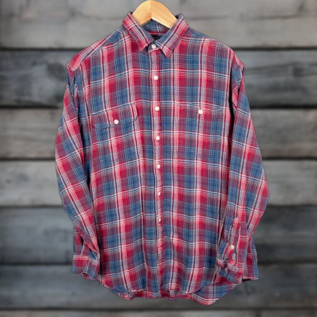 Polo Ralph Lauren Flannel Shirt XL Red Gray Plaid Button-Up Casual Mens
