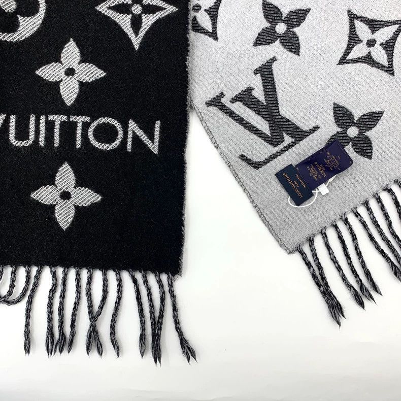 Louis Vuitton Louis Vuitton Black logo presbyopic full print wool fringe Size ONE SIZE - 5 Thumbnail
