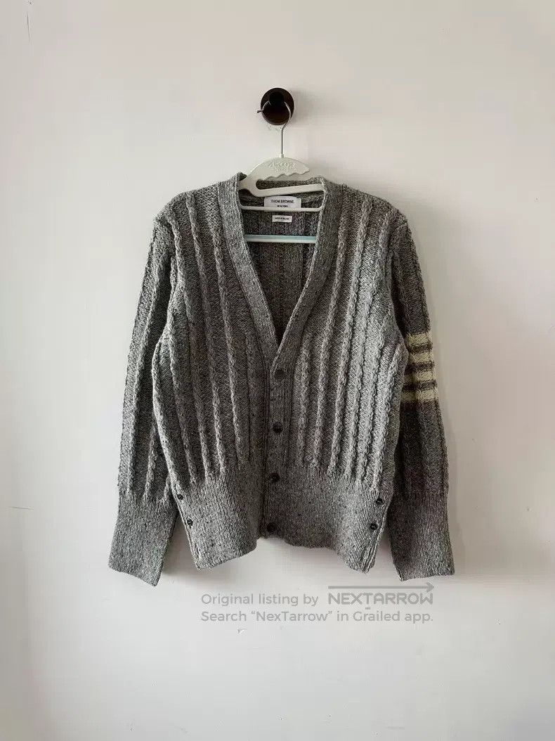 Thom Browne Thom Browne Gray twisted wool cardigan Size US M / EU 48-50 / 2 - 1 Thumbnail
