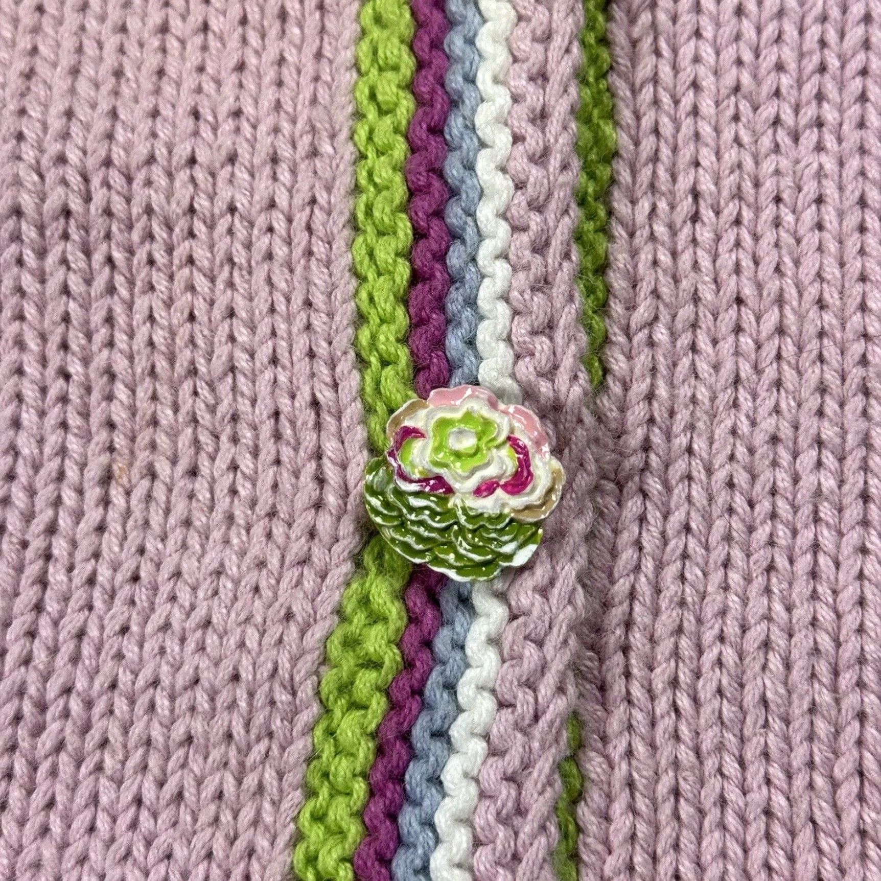 Vintage VINTAGE Storybook Knits Floral Beaded Cardigan Sweater Adult Medium Pink Green Art Size M / US 6-8 / IT 42-44 - 4 Thumbnail
