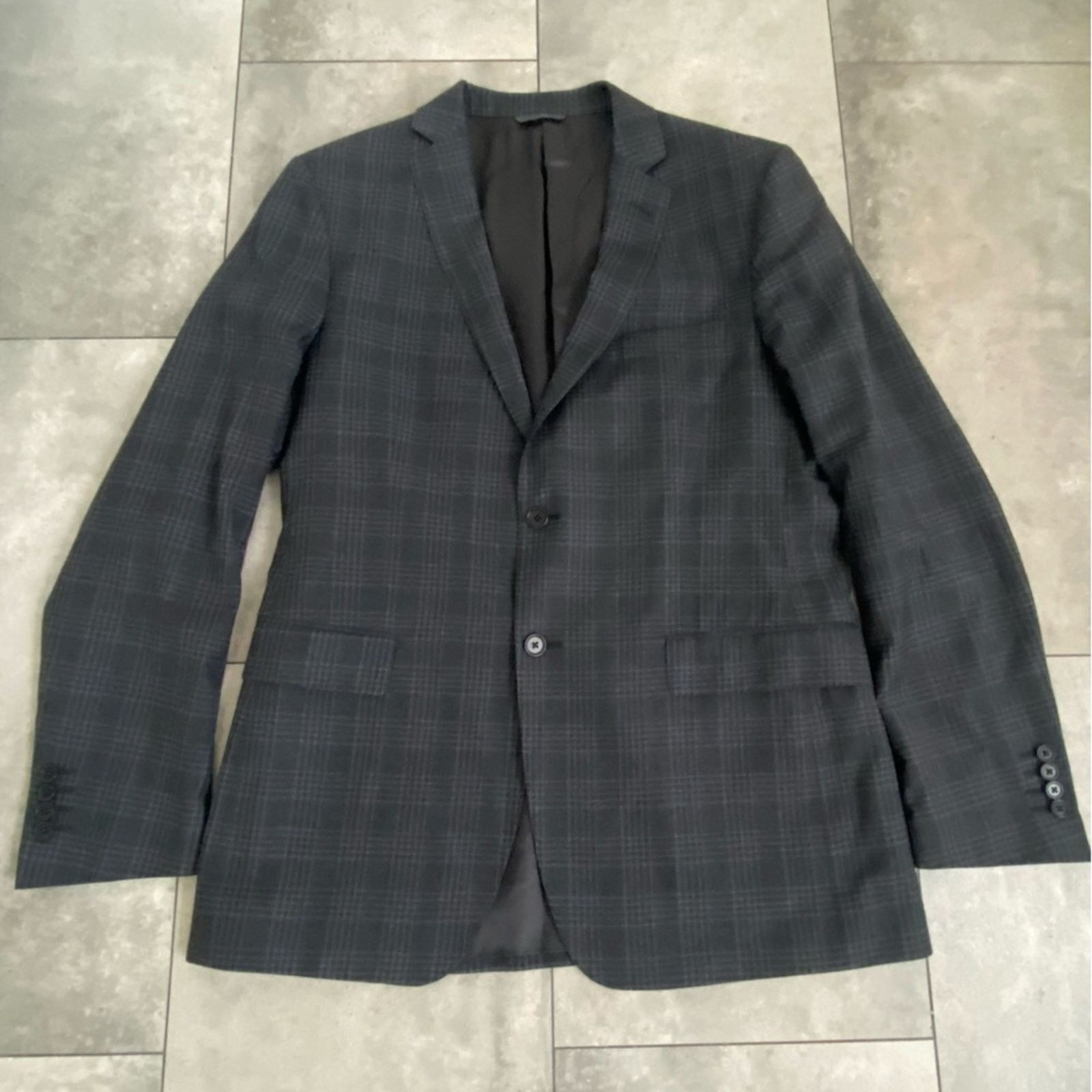 John Varvatos John Varvatos gray black plaid wool 2 piece suit 52R Size 52R - 4 Thumbnail
