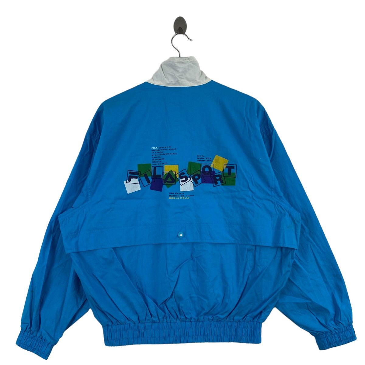Fila × Vintage Vintage FILA Biella Italia Brand Print Blue Bomber Jacket Size US XL / EU 56 / 4 - 1 Thumbnail