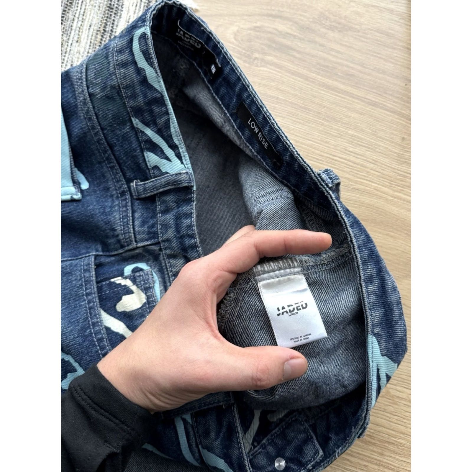 Jaded London VINTAGE Jaded London Angel Printed Flared Bootcut Low Rise Jeans Pants Size 30 S Denim Blue Men's Jeans 90s Streetwear Size US 30 / EU 46 - 7 Thumbnail