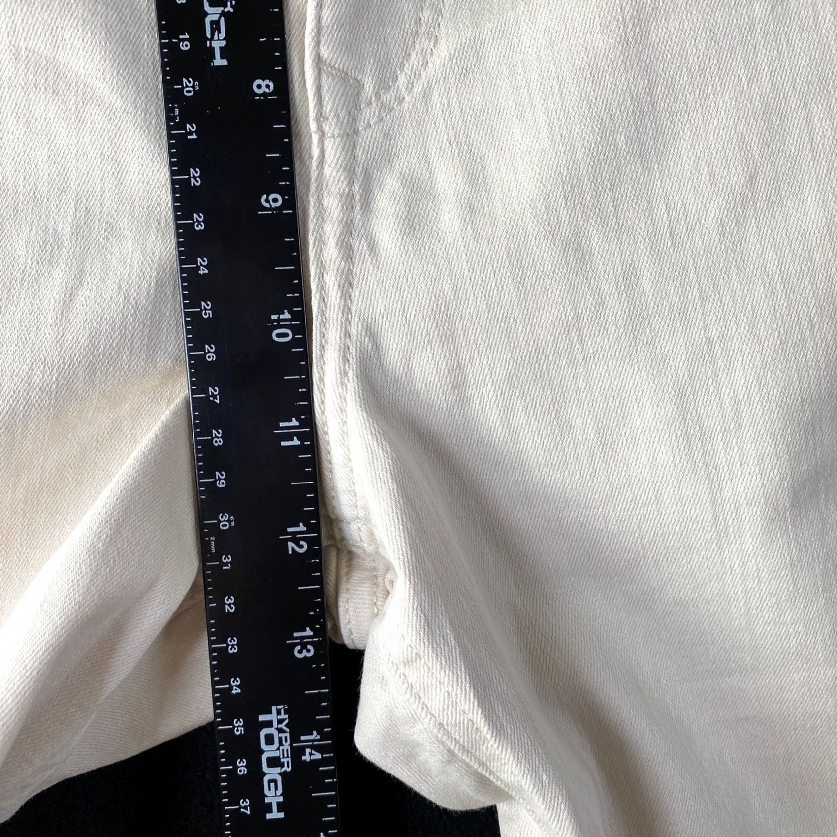 Express Express Womens Jeans Cream Denim Super High Rise Straight Leg Fringe Stretch 8 Size 30" / US 8 / IT 44 - 5 Thumbnail