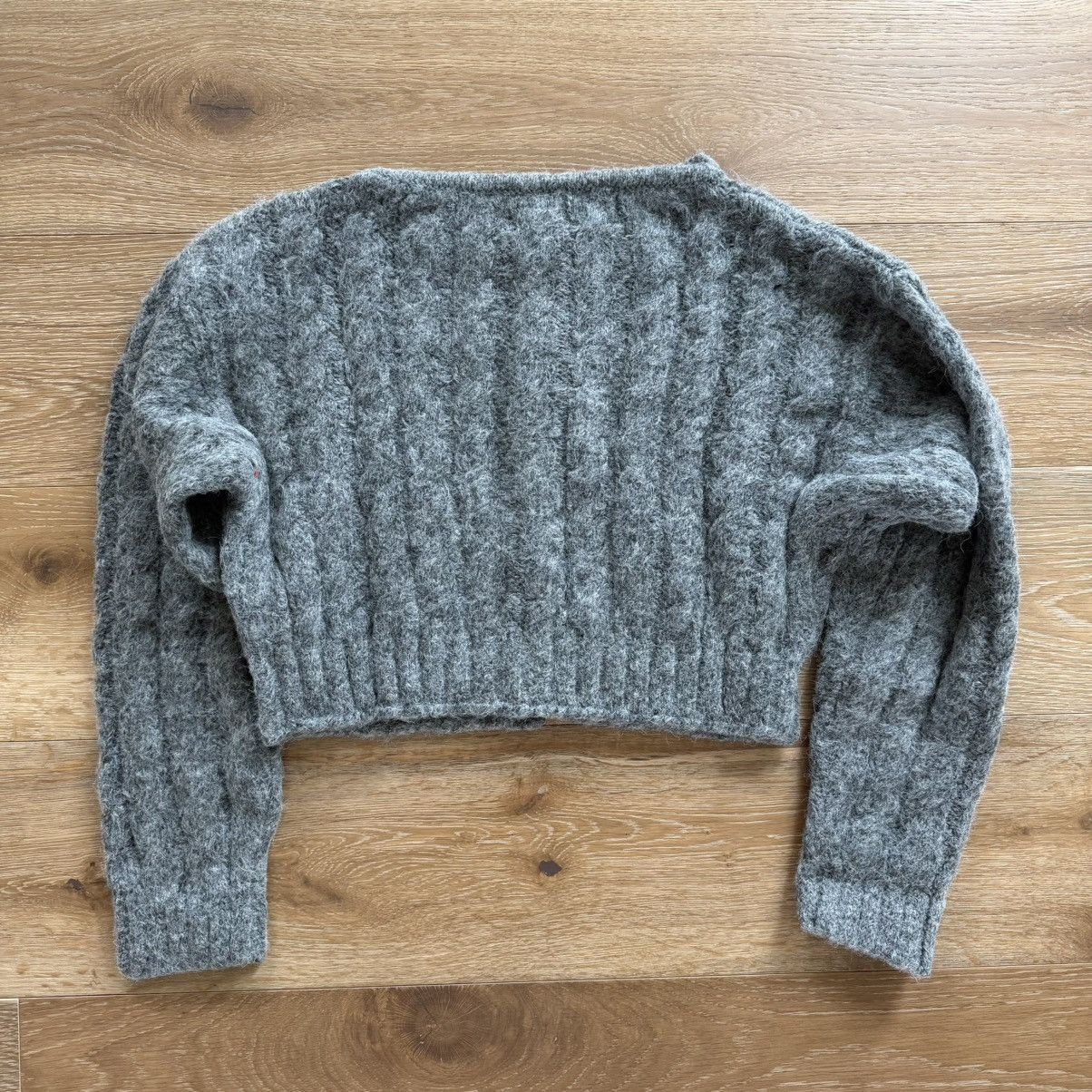 Cult Gaia Gap x Cult Gaia Cropped Cable Knit Grey Cardigan Size L / US 10 / IT 46 - 2 Thumbnail