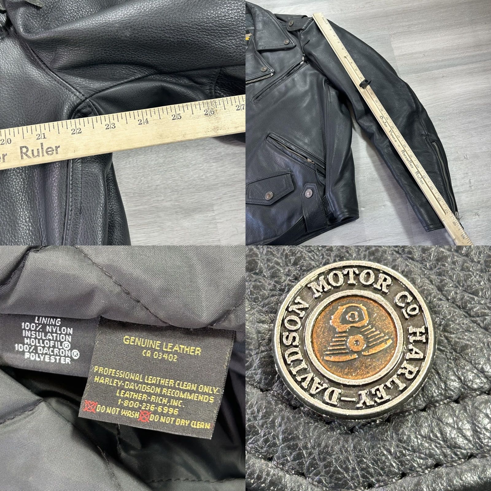 Harley Davidson VINTAGE Harley-Davidson Mens Jacket 48 Leather Black Biker Motorcycle Riding USA Jacket/Coat Short Zip Pockets Size US M / EU 48-50 / 2 - 8 Thumbnail