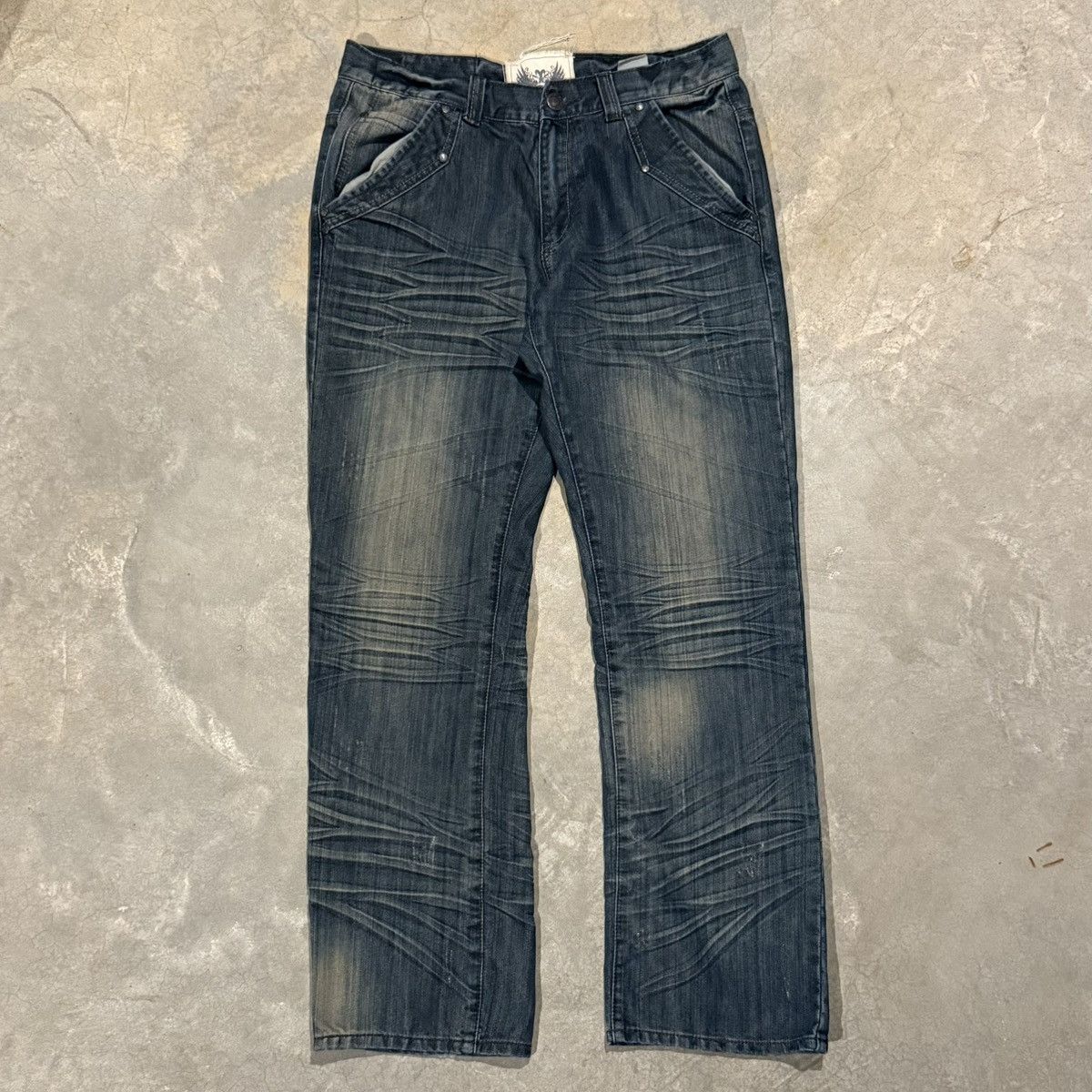 Japanese Brand 2000s Fusai Mud Wash Faded Baggy Jeans Hysteric Y2K ERD Hedi Size US 34 / EU 50 - 5 Thumbnail