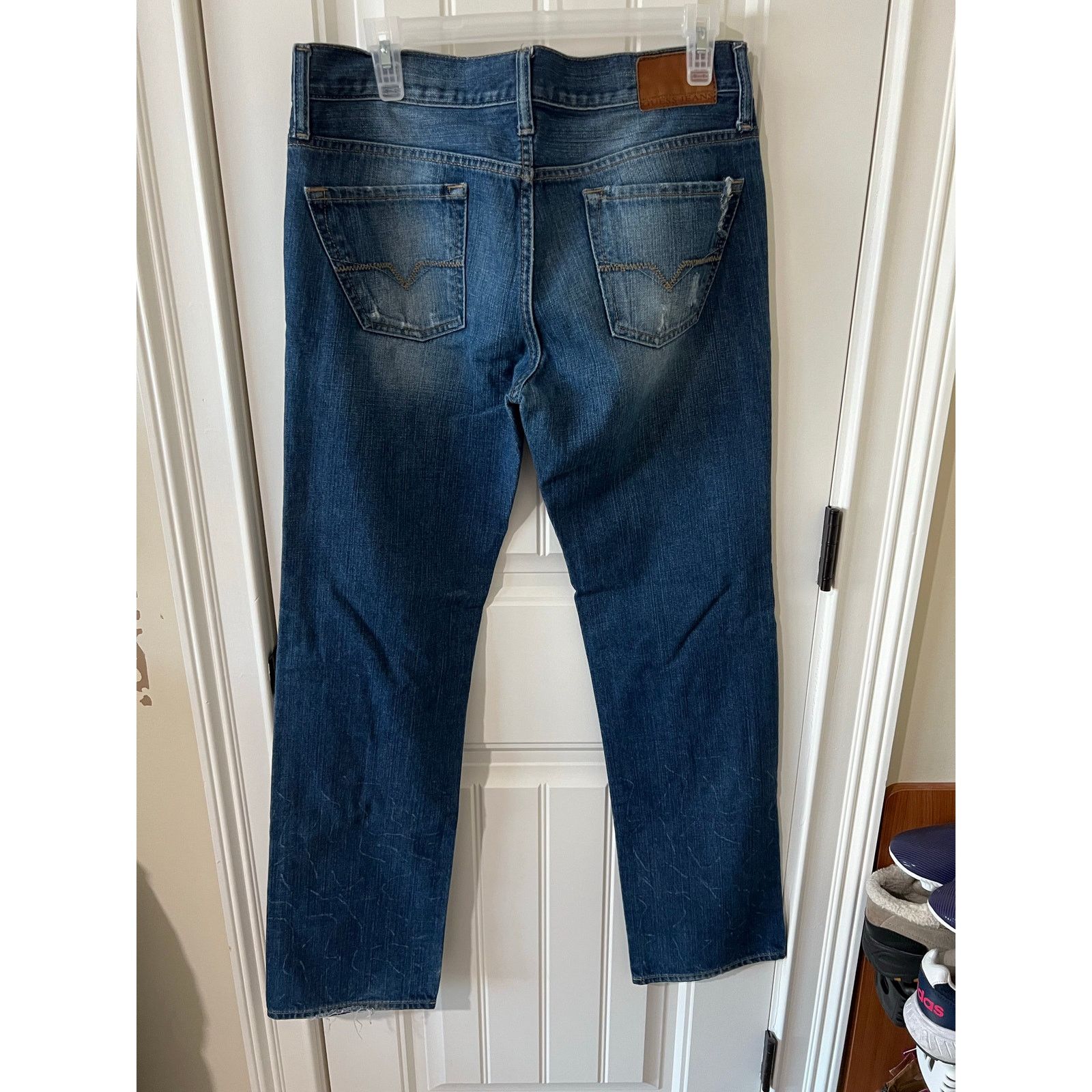 Guess Mens Jeans 31 x 32 Lincoln Slim Straight Leg Faded Whiskered Size US 31 - 11 Thumbnail