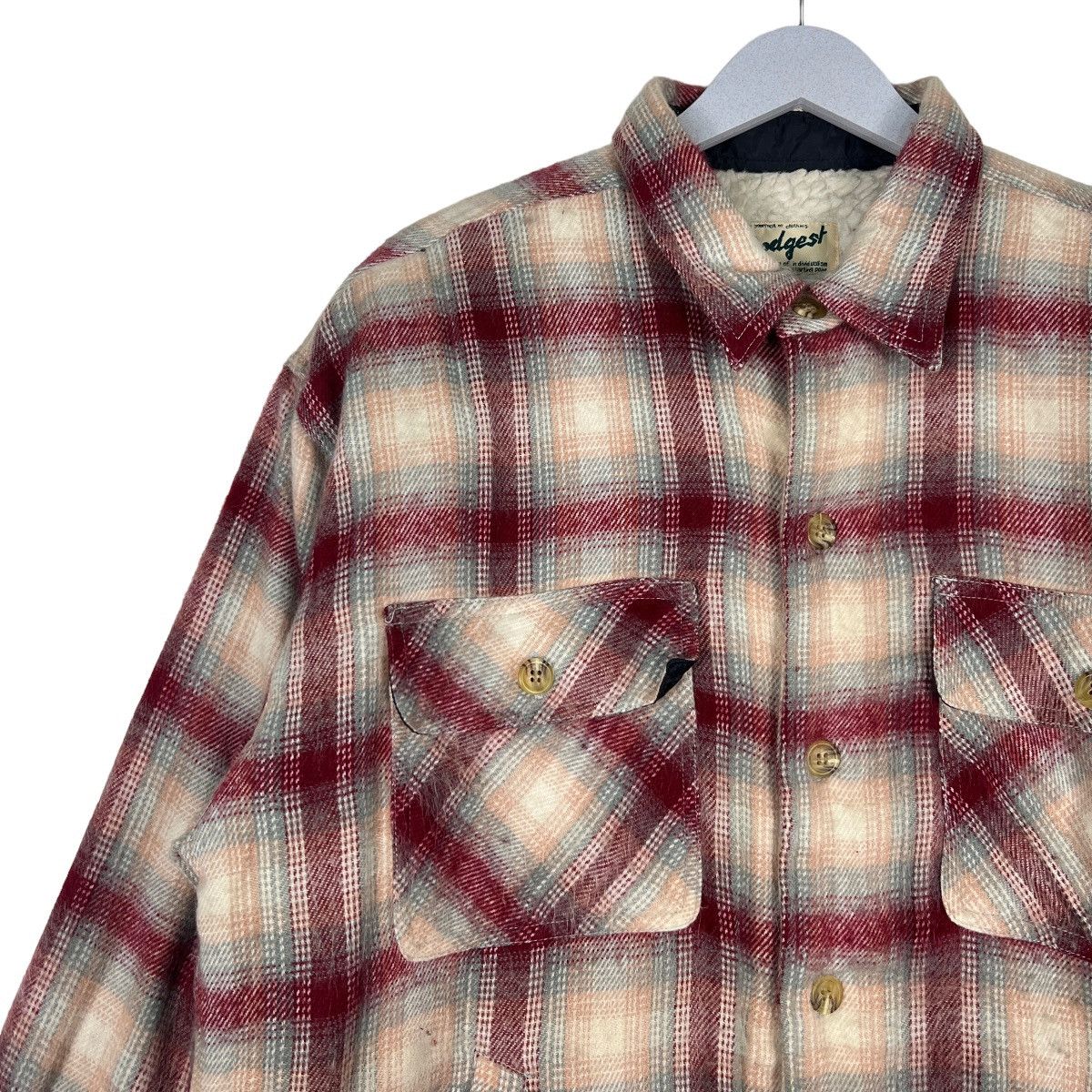 Japanese Brand 🔥 VINTAGE DODGEST PLAID CHECK FLANNEL SHEARLING CPO JACKET Size US L / EU 52-54 / 3 - 7 Thumbnail