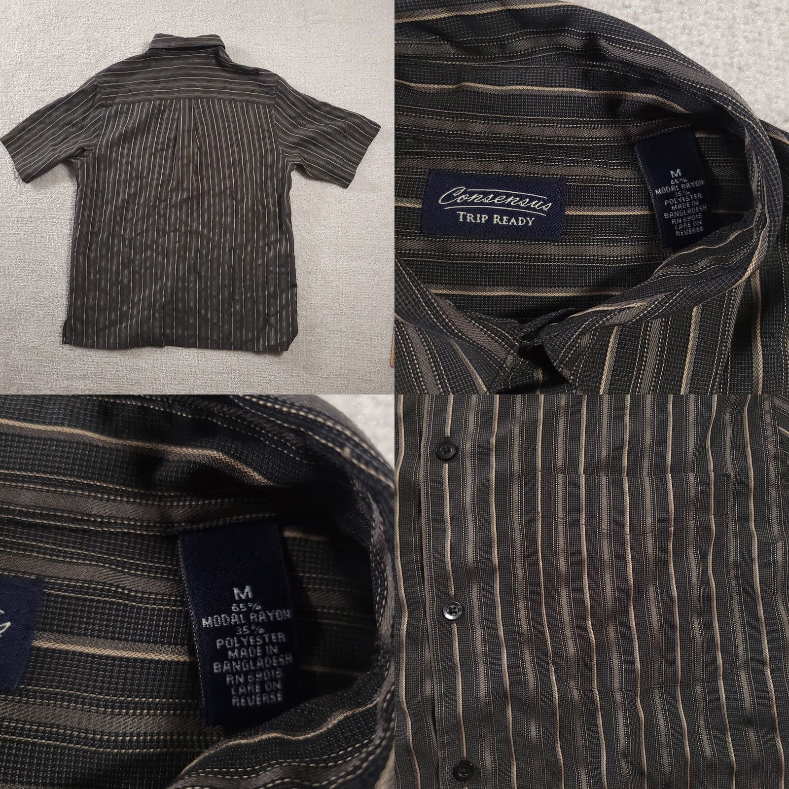 Vintage Consensus Trip Ready Short Sleeve Lightweight Camp Shirt Men's Medium Gray Size US M / EU 48-50 / 2 - 8 Thumbnail