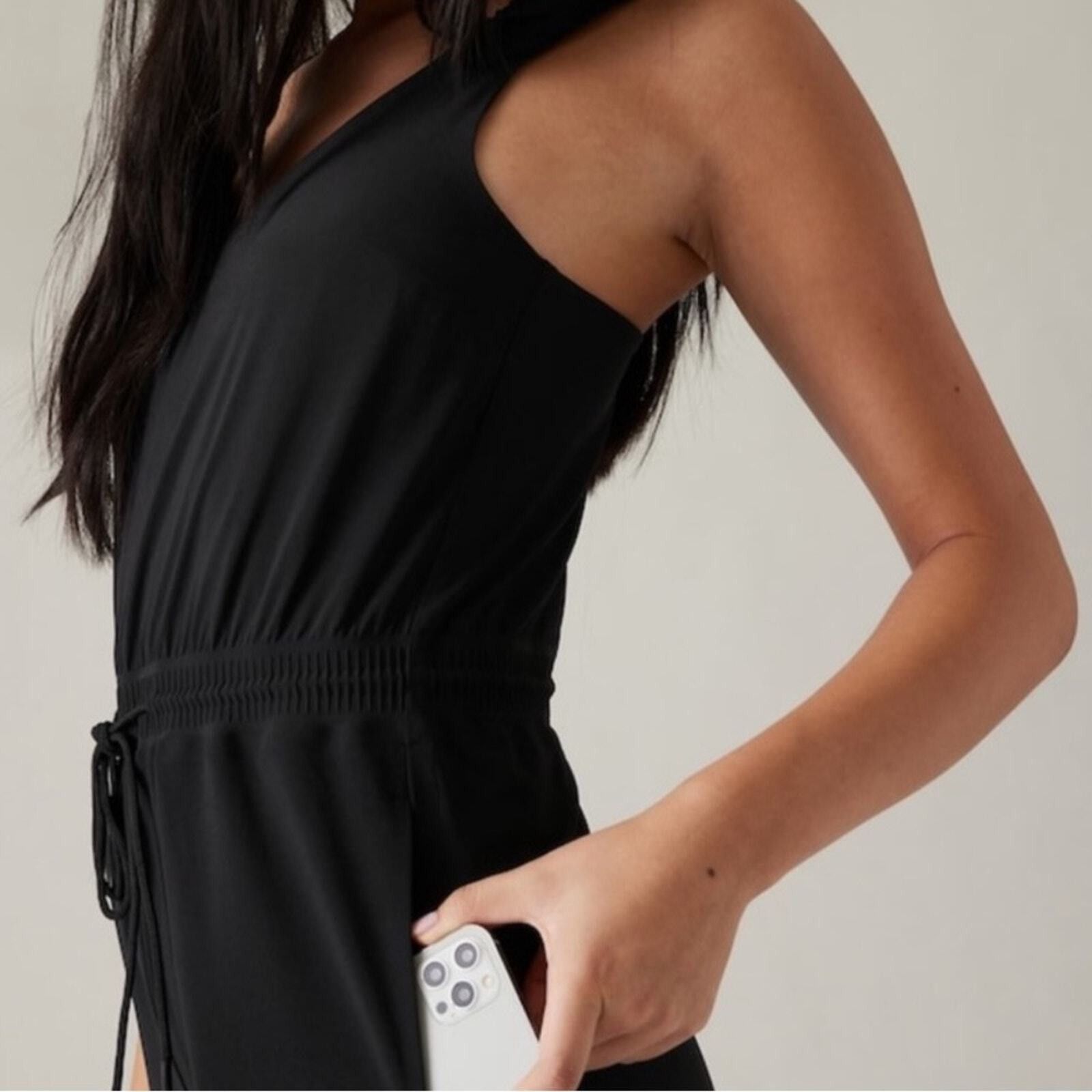 Athleta Athleta Savannah Wide Leg Jumpsuit Black Size 10 Size 32" / US 10 / IT 46 - 3 Thumbnail