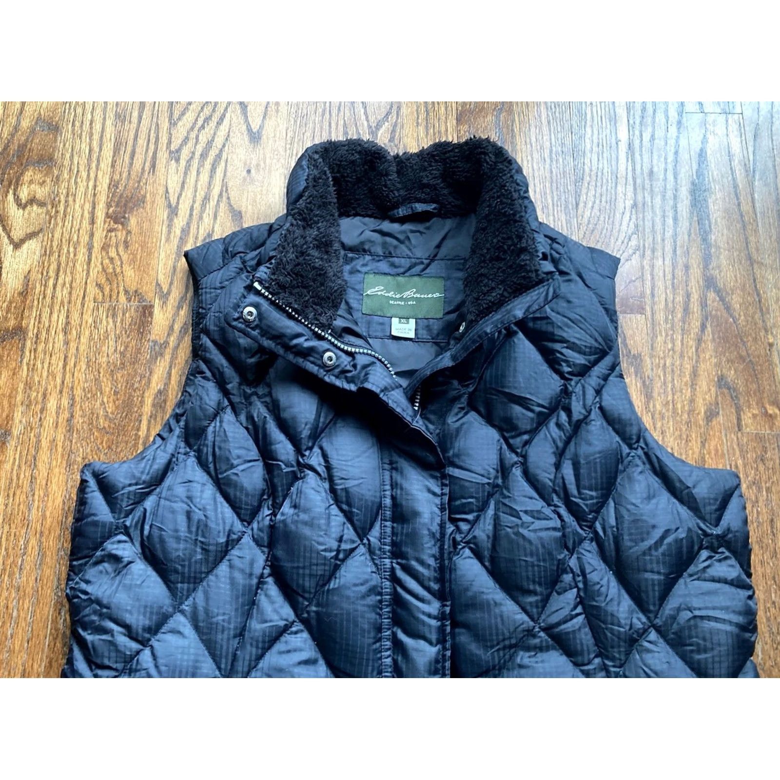 Eddie Bauer Eddie Bauer Womens Vest XL Black Goose Down Puffer Quilted EB650 Size XL / US 12-14 / IT 48-50 - 3 Thumbnail