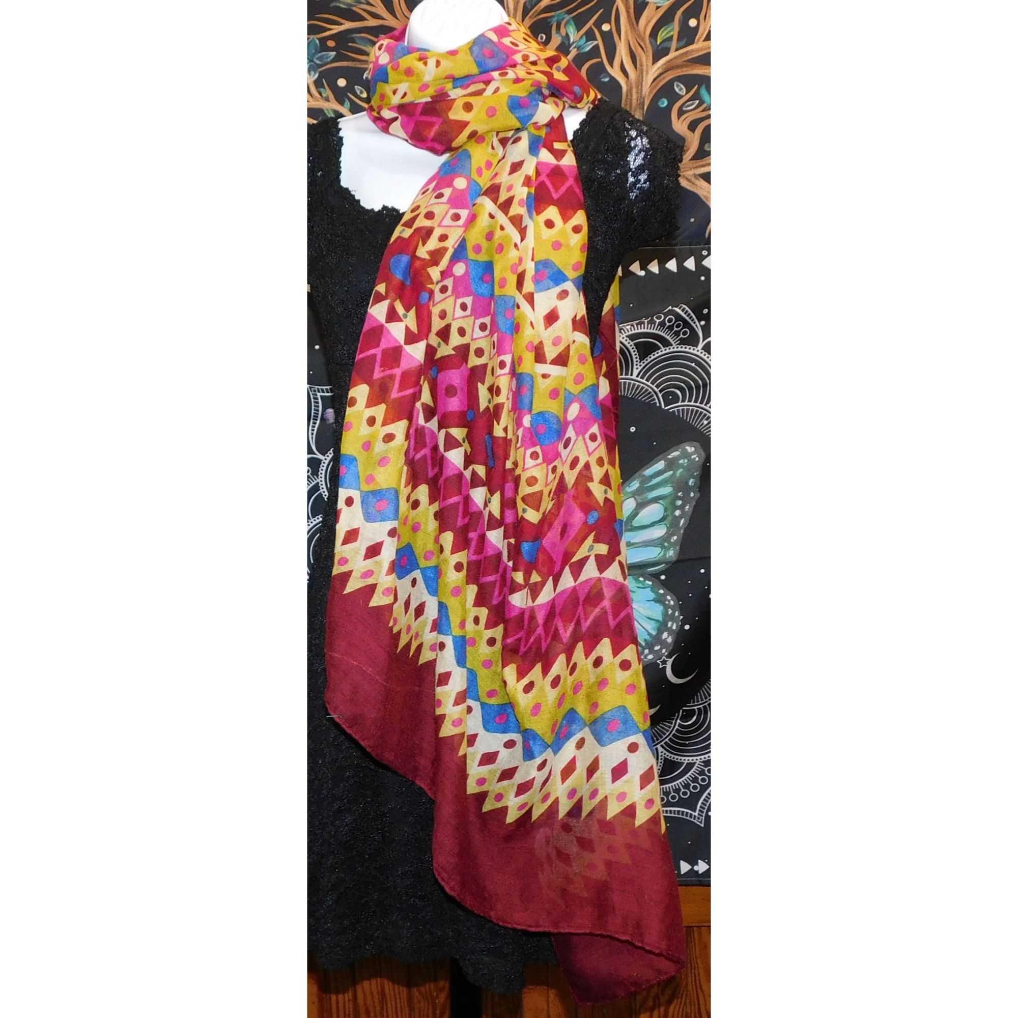 Other Bright Rainbow Geometric Striped Lightweight Scarf Size ONE SIZE - 3 Thumbnail