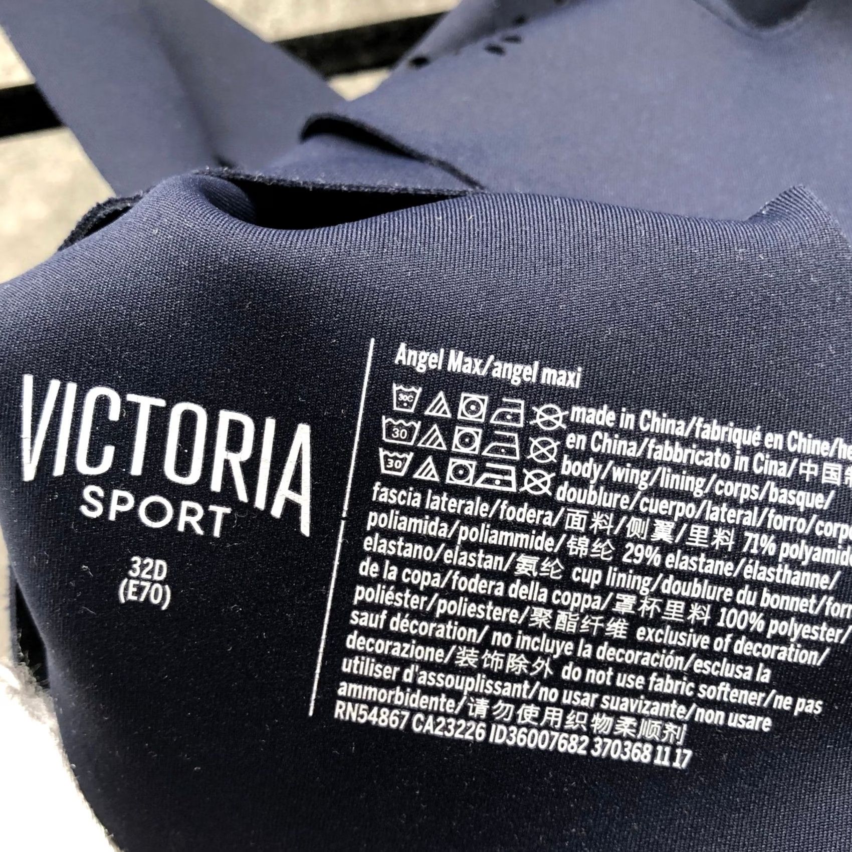 Vintage Victoria Sport Angel Max Sports Bra Womens 32D Navy Padded Back Closure Size ONE SIZE - 5 Thumbnail