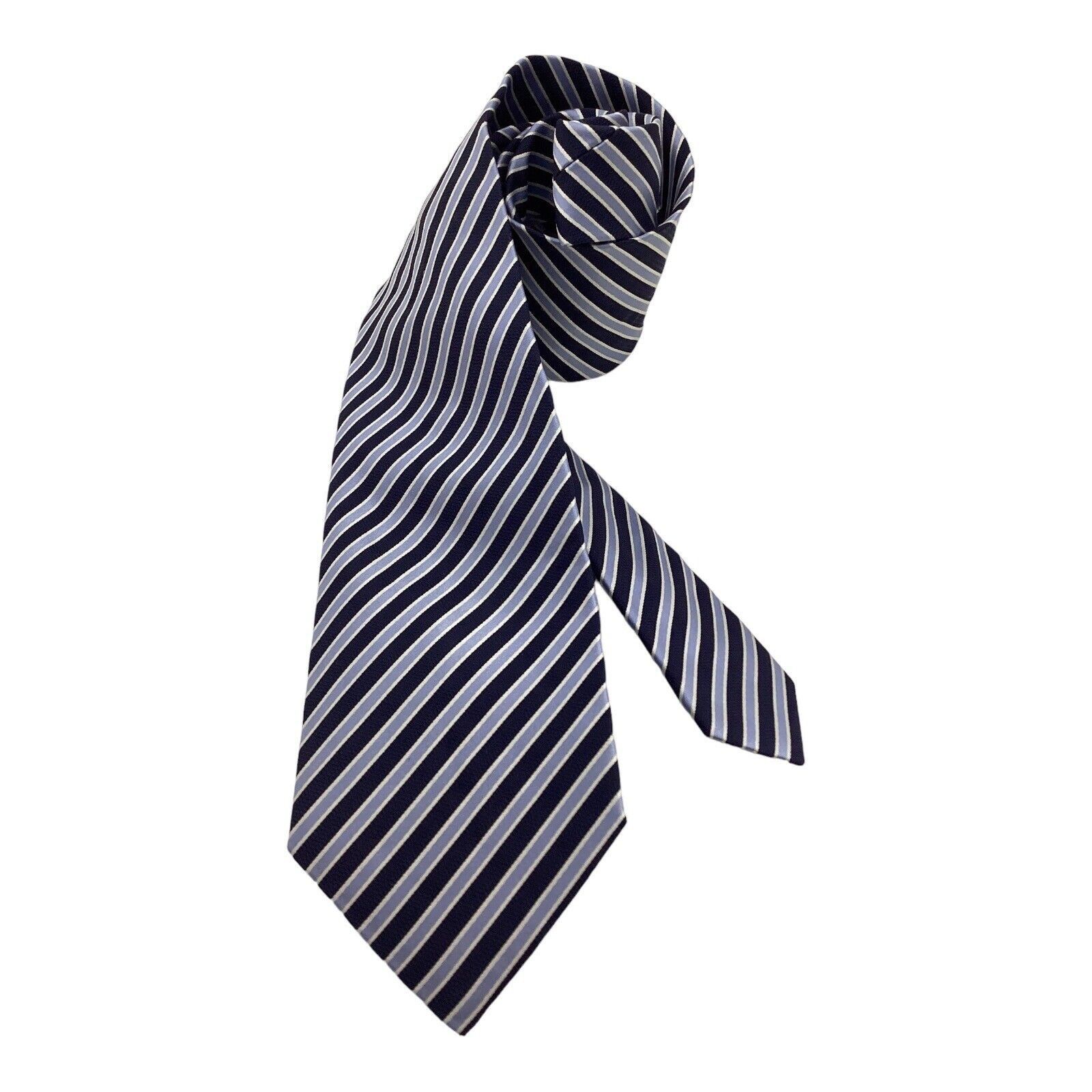 Hugo Boss BOSS HUGO BOSS Blue Striped Luxury Silk Tie Made In Italy W: Size ONE SIZE - 1 Thumbnail