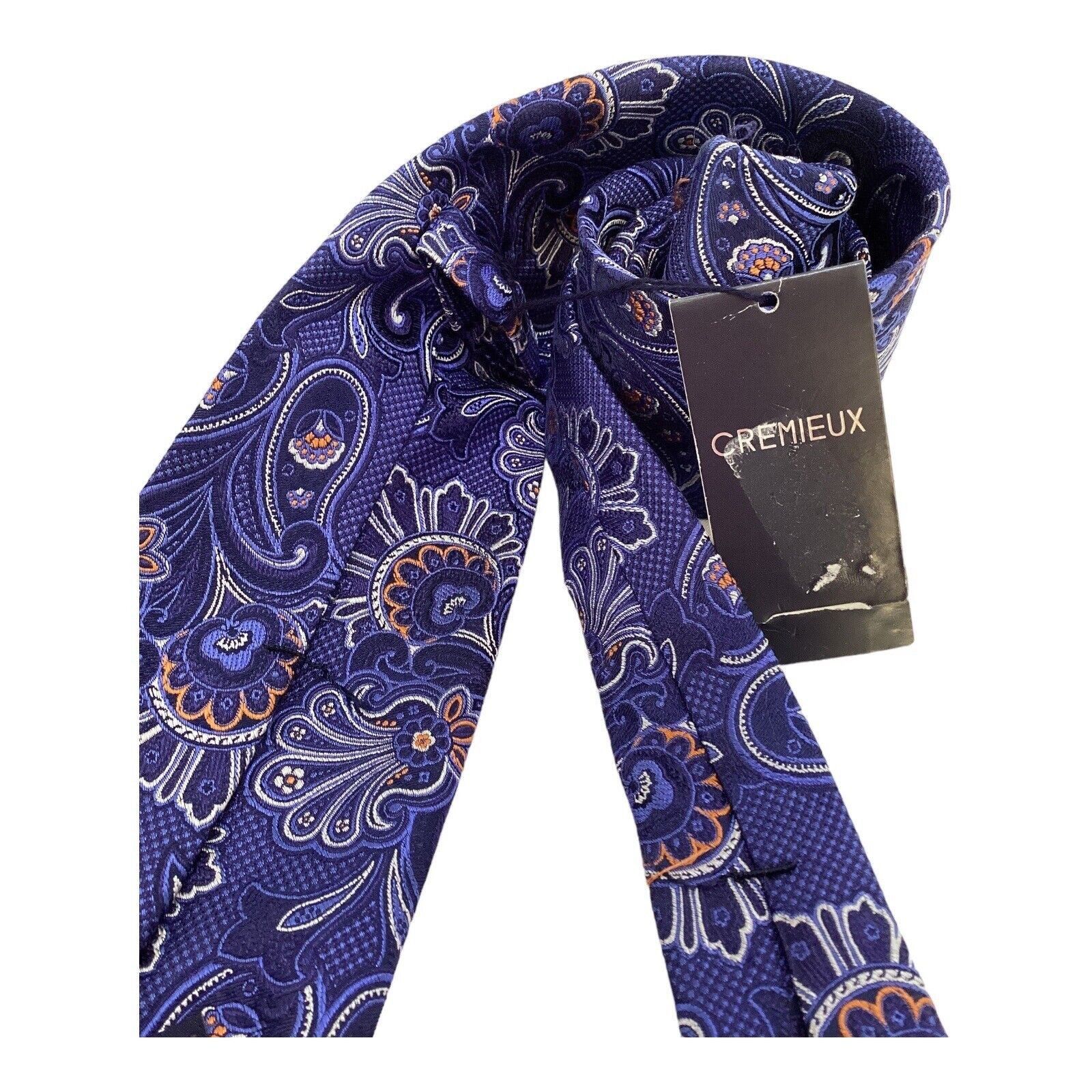 Cremieux CREMIEUX Blue Paisley Luxury Silk Tie Hand Made In Made USA Size ONE SIZE - 3 Thumbnail