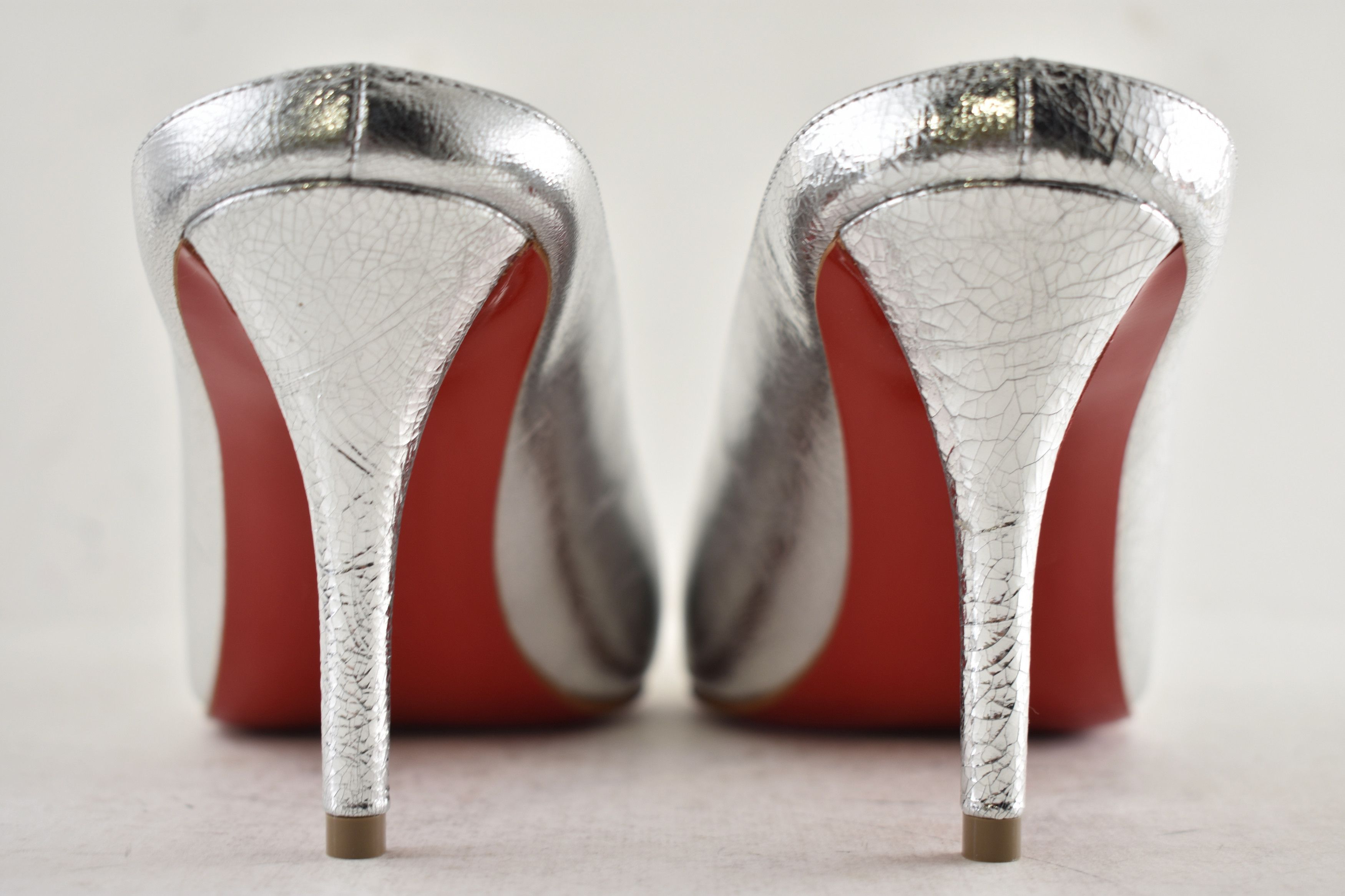 Christian Louboutin Miss Z Slimimule 80 Silver Backless Slide Mule Heel Pump 39 Size US 9 / IT 39 - 16 Thumbnail