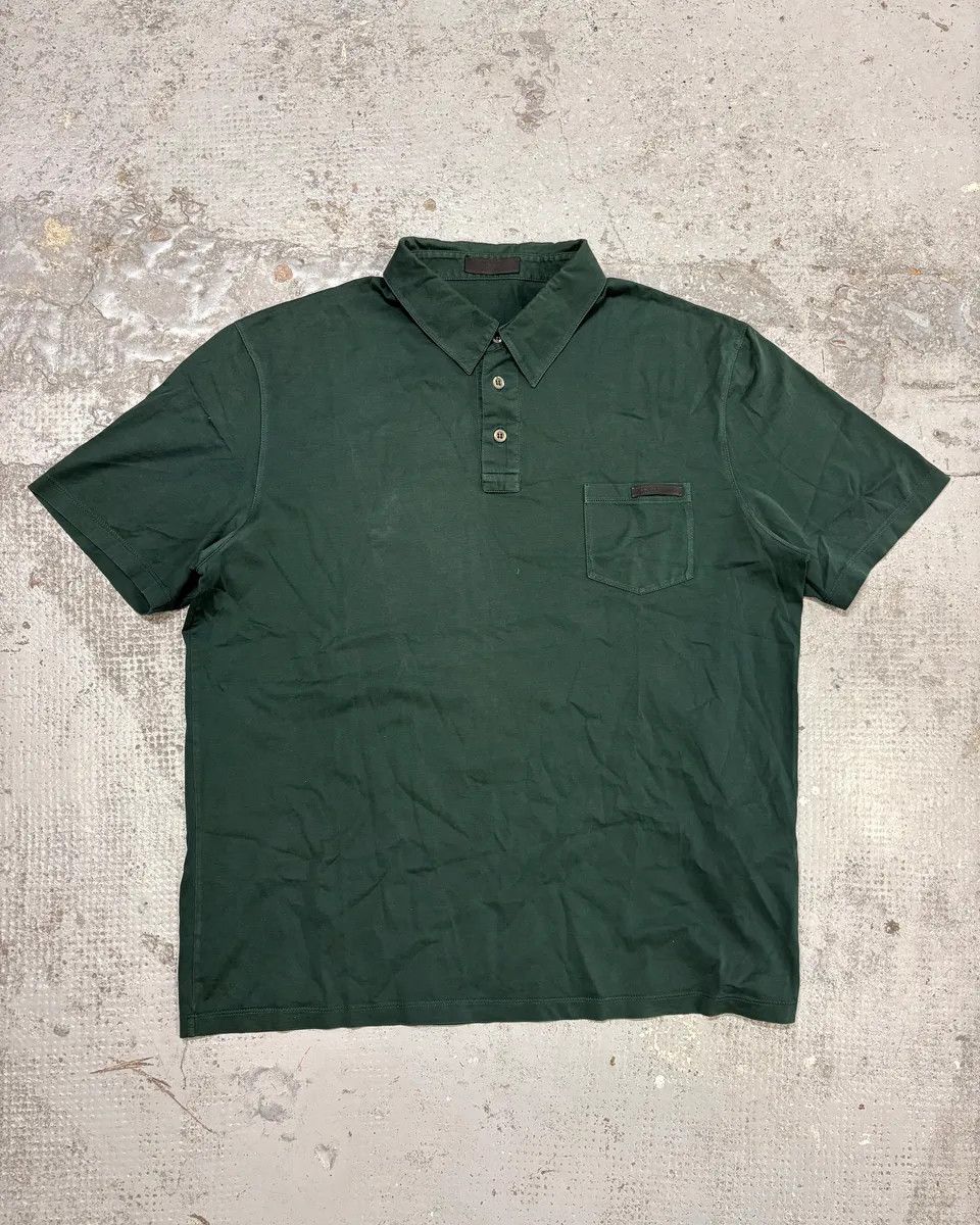 Prada SS2014 Prada Minimalist Olive Logo Polo Size US S / EU 44-46 / 1 - 1 Thumbnail