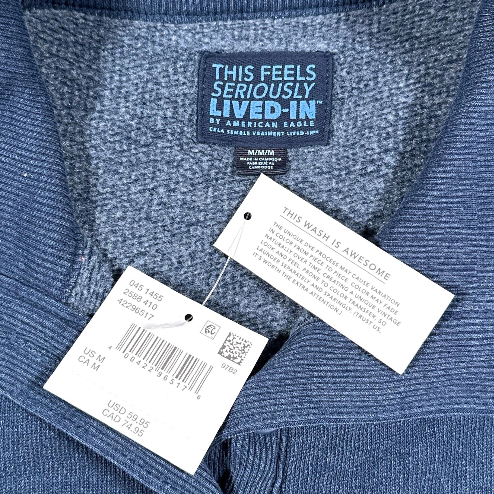 American Eagle Outfitters American Eagle Pullover Sweater Mens Medium Blue NWT Seriously Lived-In Collar Size US M / EU 48-50 / 2 - 4 Thumbnail