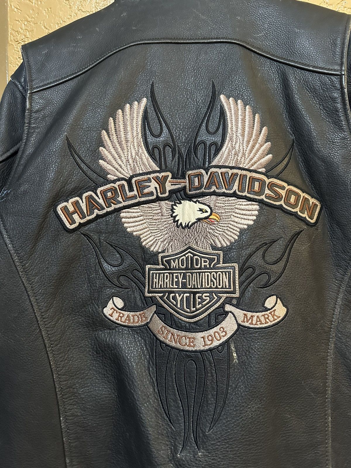 Harley Davidson GRAIL Vintage Harley Davidson Eagle Leather Jacket Large Size US L / EU 52-54 / 3 - 4 Thumbnail