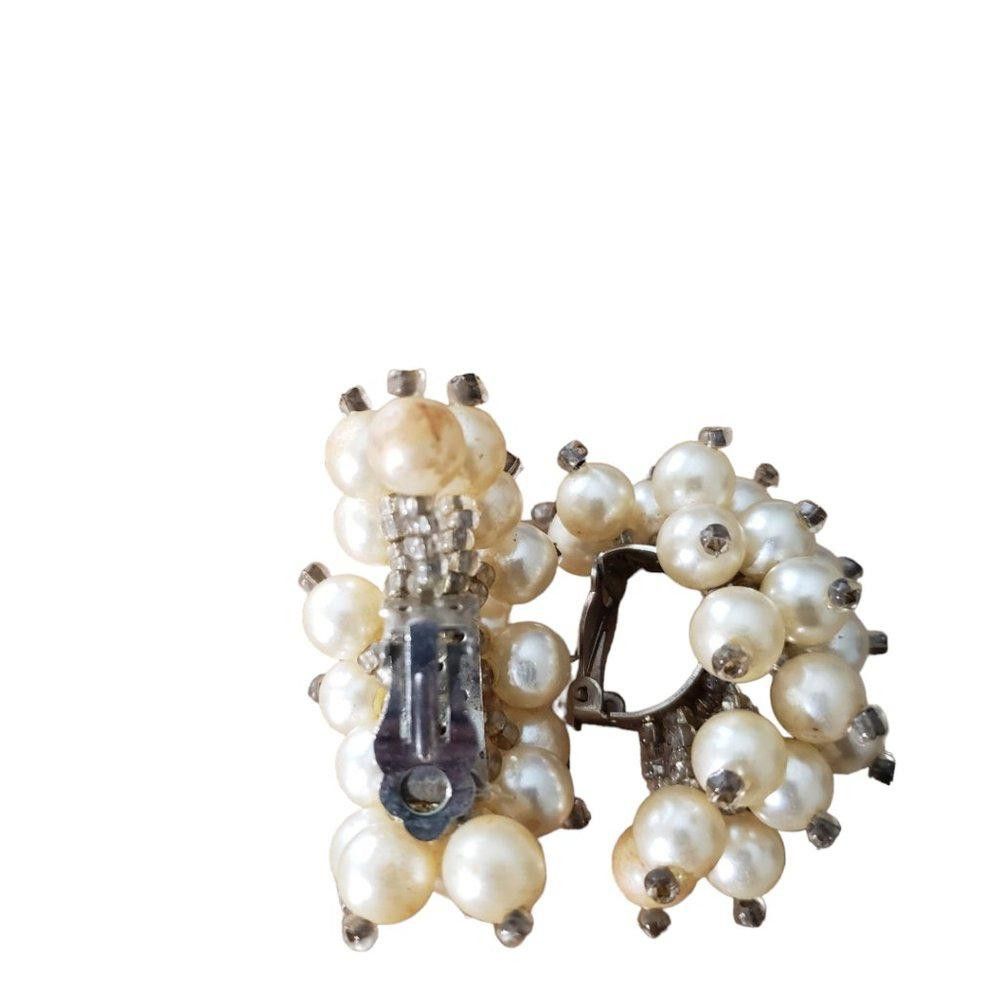 Designer Simulated Pearl Double Row Beaded Bracelet with Clip Earring Size ONE SIZE - 4 Thumbnail