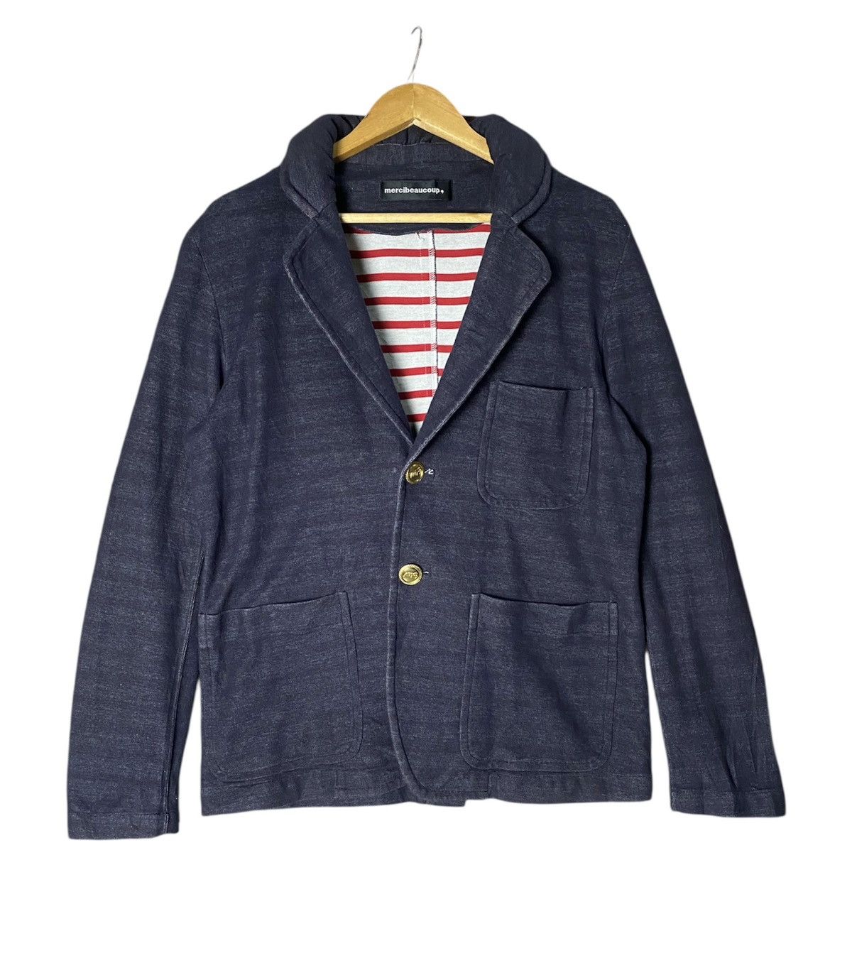 Issey Miyake Mercibeaucoup Issey Miyake Indigo Stripe Jacket Size US M / EU 48-50 / 2 - 1 Thumbnail