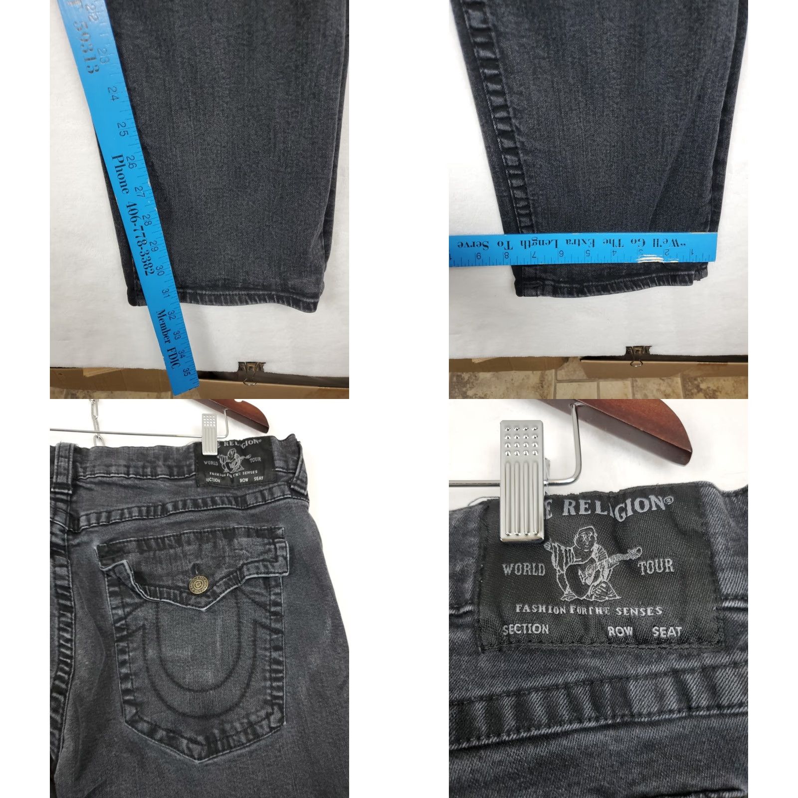 True Religion VINTAGE True Religion Ricky BLACK Jeans 42 Relaxed Straight Mens 5-Pocket Zipper Closure Black Logo USA 90s? Size US 42 / EU 58 - 8 Thumbnail